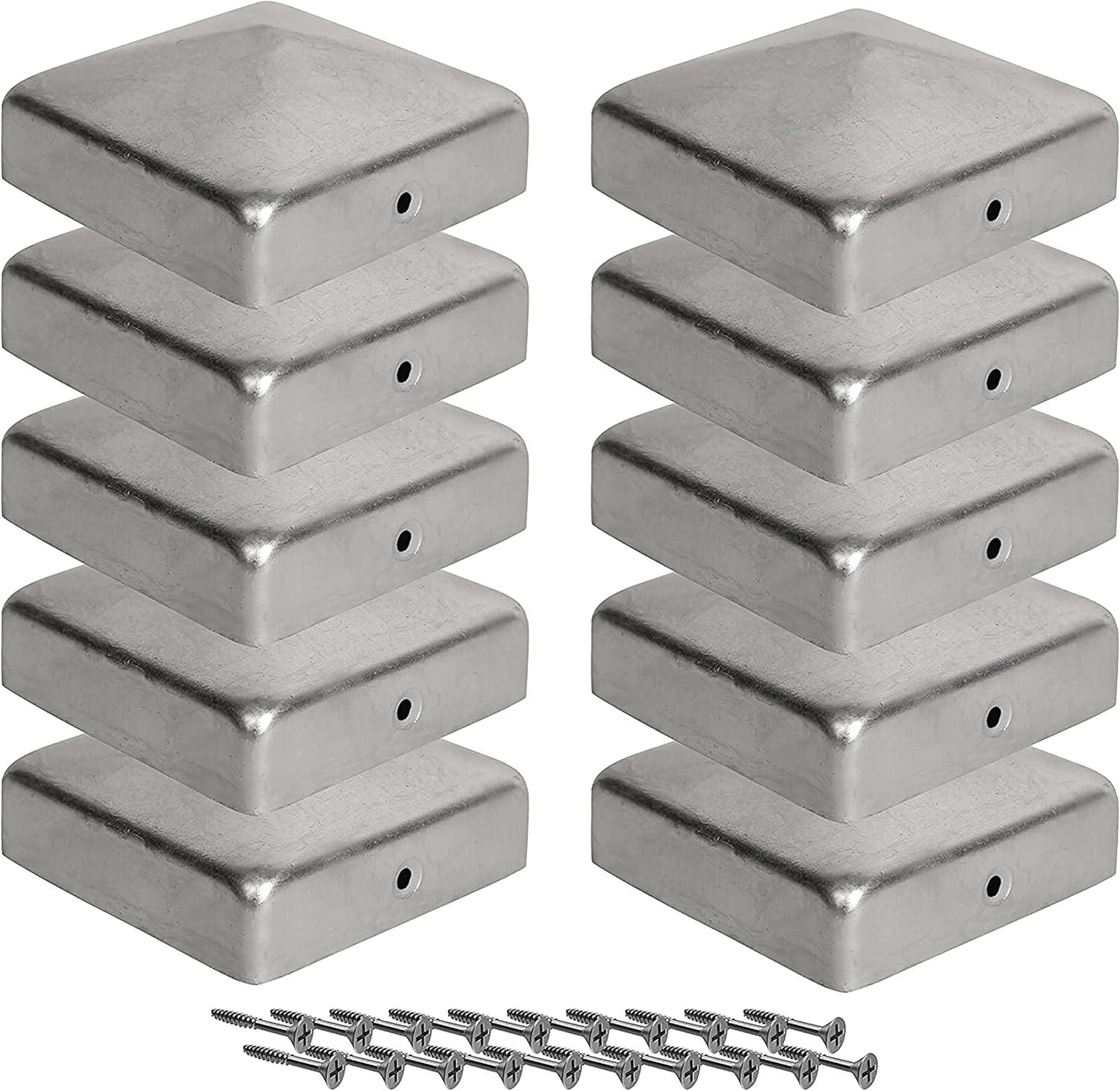 VIIRKUJA 2.8x2.8 Inch Galvanized Steel Fence Post Caps, Set of 10