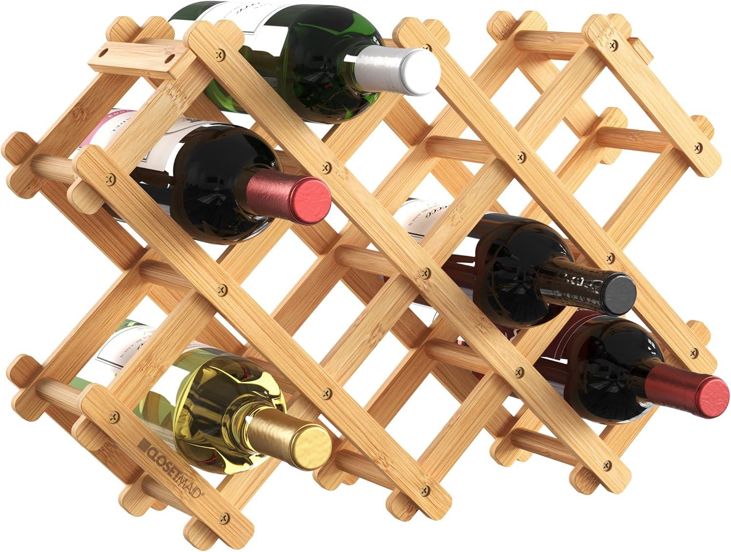 ClosetMaid Bamboo Folding 8-Bottle Wine Rack for Countertops