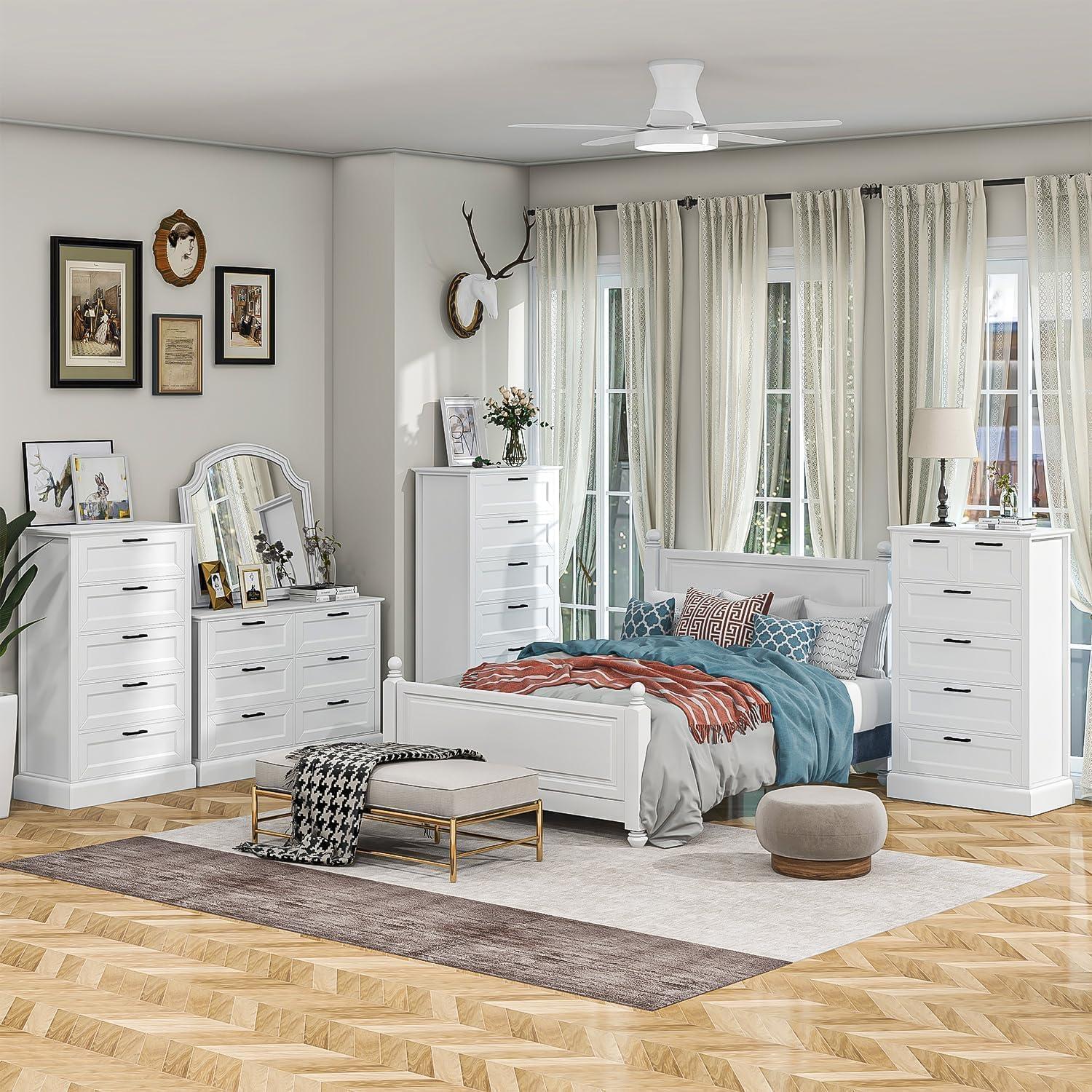 White Double Dresser with Extra Deep Drawers