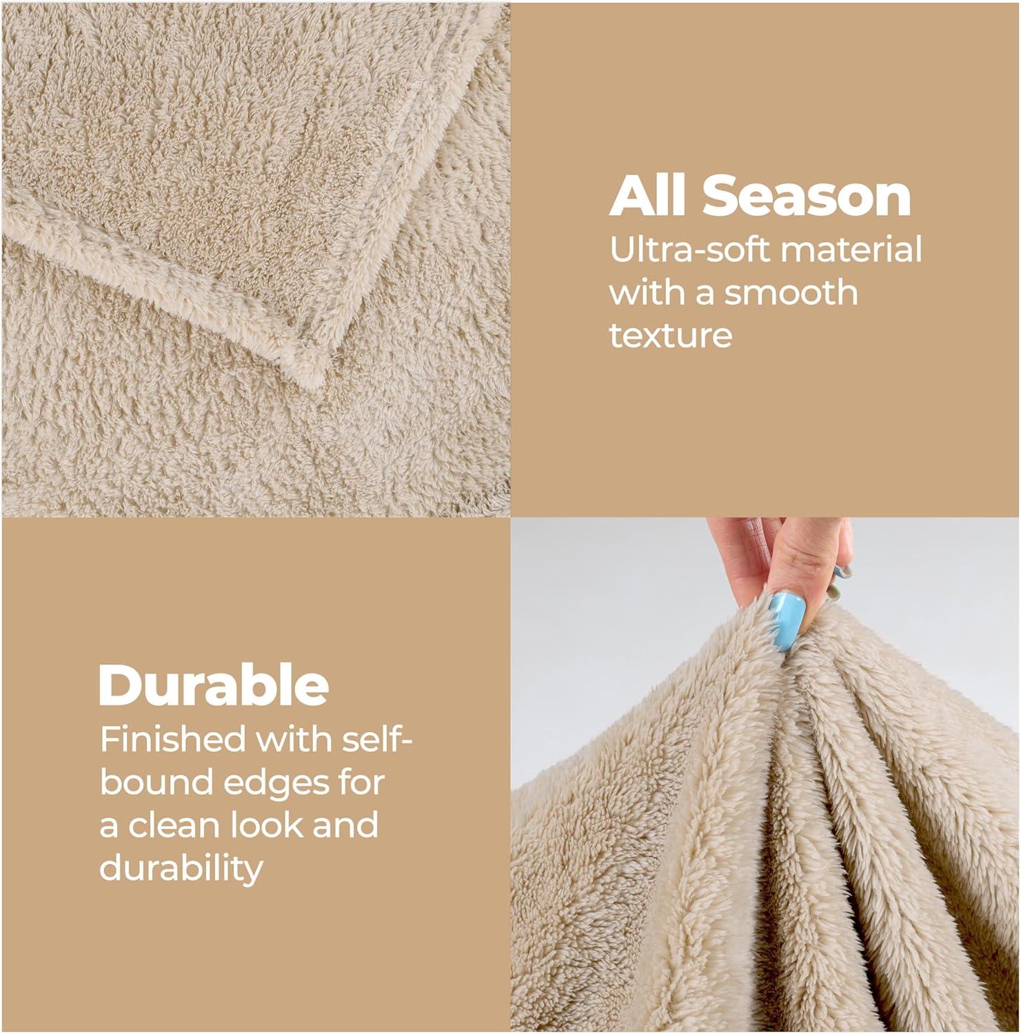 Superior Super Soft Plush Fleece Blanket, Adult/Teen, Throw 50" x 60", Linen