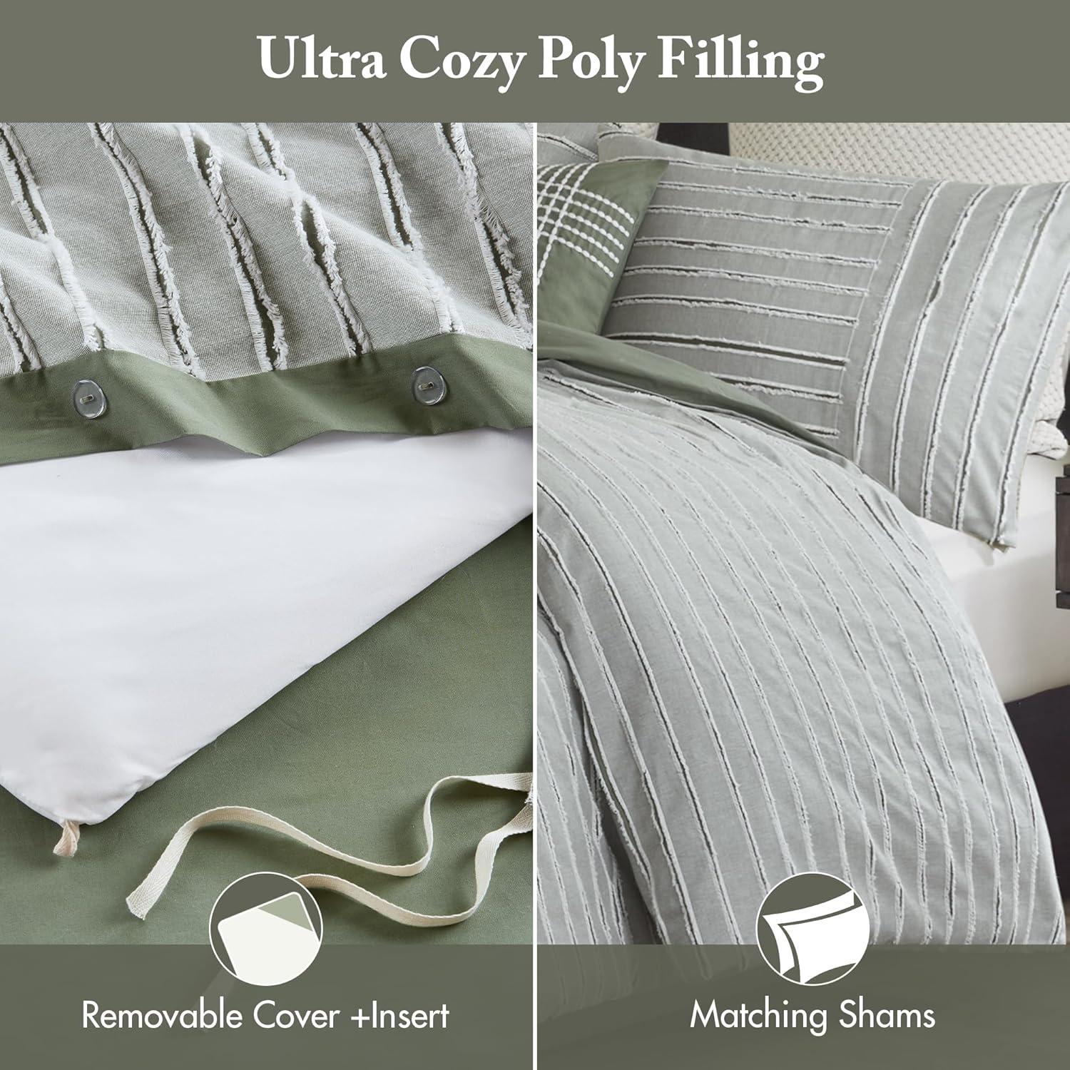 Madison Park Signature Essence Oversized 100% Cotton Clipped Jacquard Comforter Set