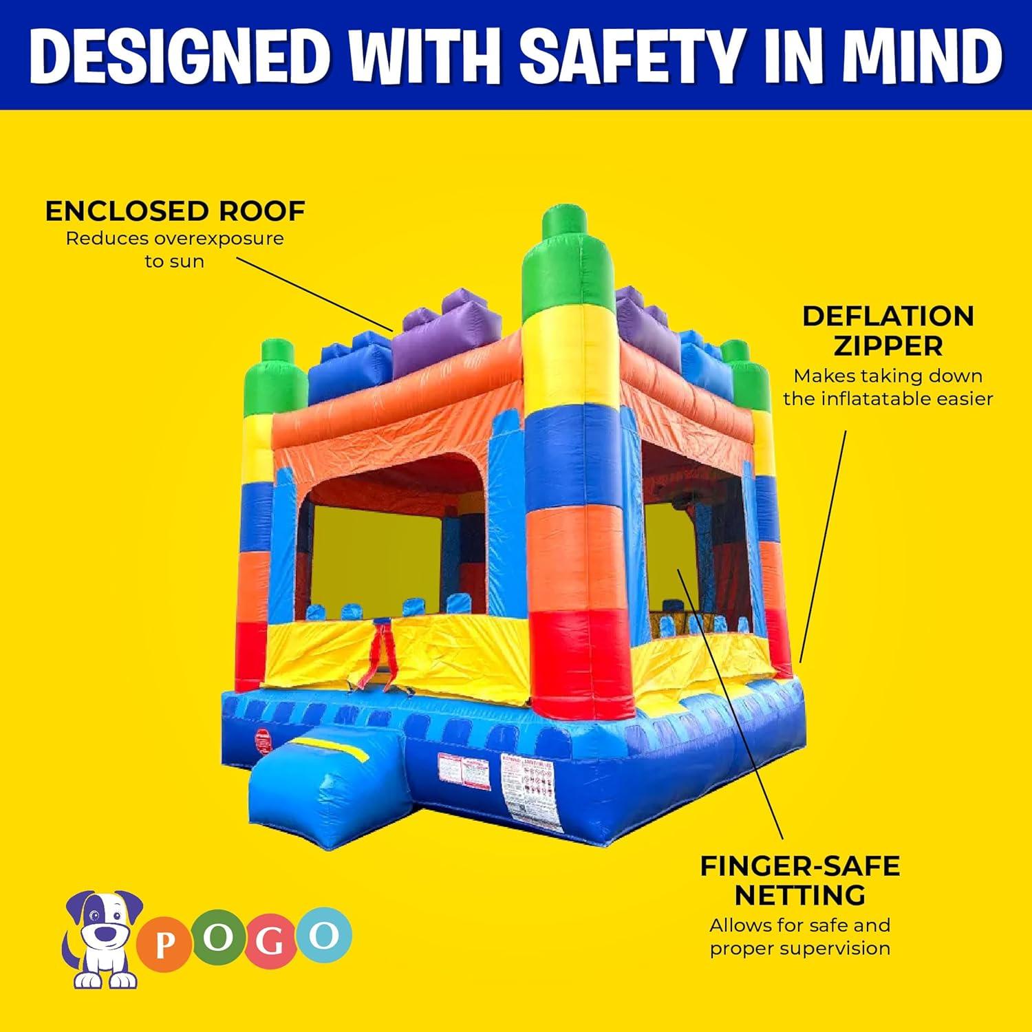 Pogo Bounce House Crossover Kids Inflatable Bounce House, No Blower