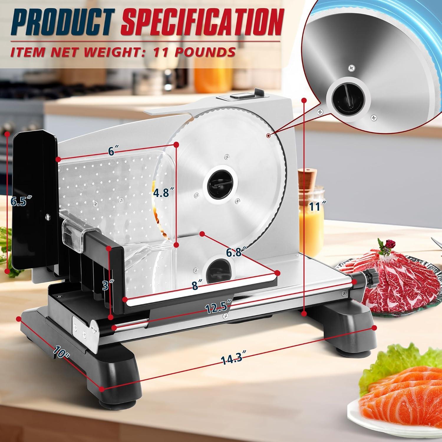 Fashionwu Fashionwu  Commercial Electric Meat Slicer 10" Food Cutter 240W Frozen Deli Slicer Machine