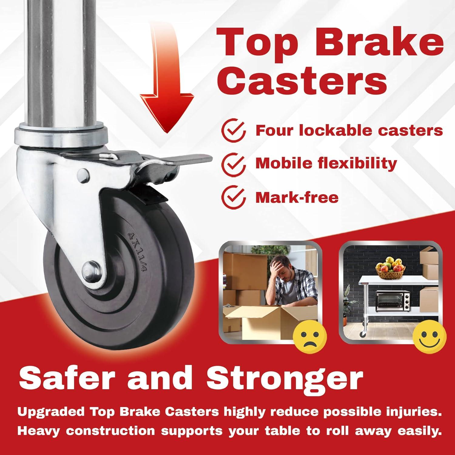 DuraSteel Stainless Steel Work Table with Undershelf / Size: 34" H x 12" W x 30" L