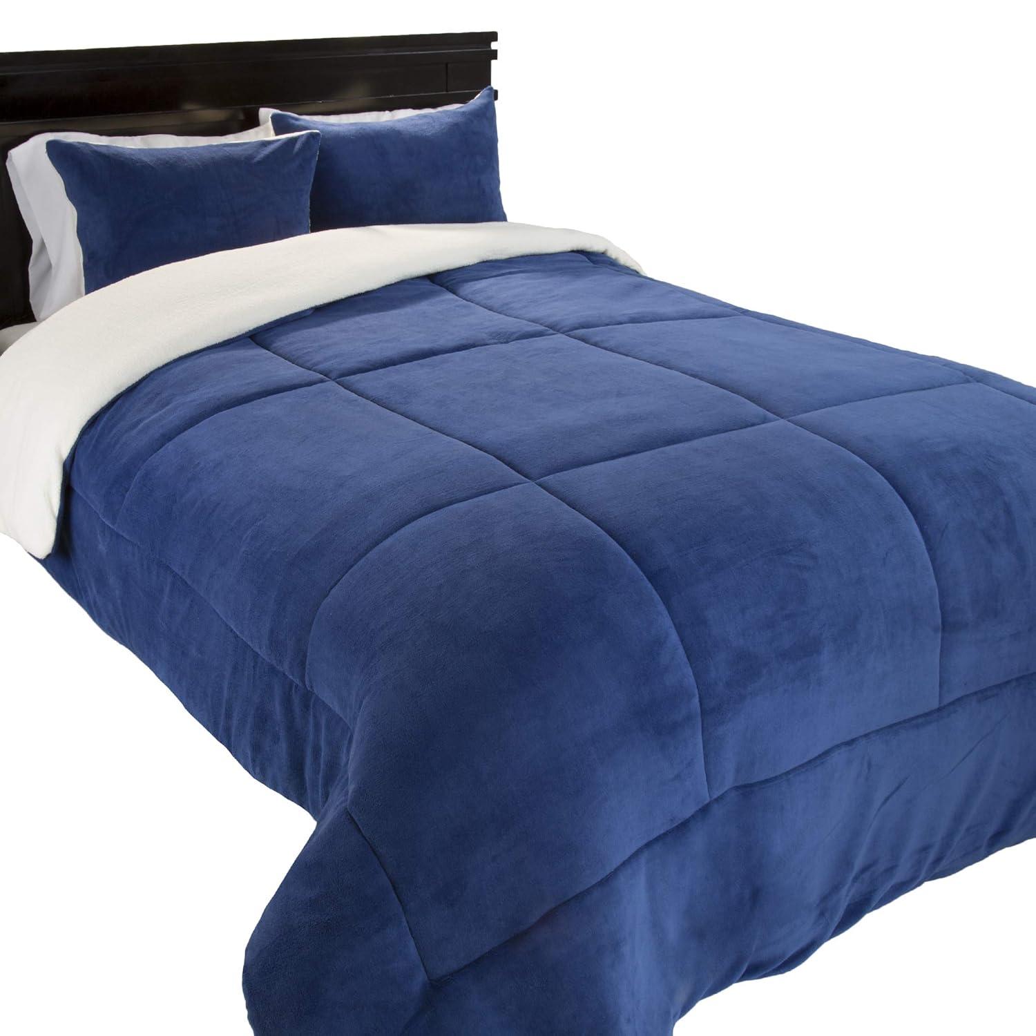 Lavish Home Sherpa Bedding Set - Fleece Bedspread with Pillow Shams Comforter Set - Warm, Cozy Bedding