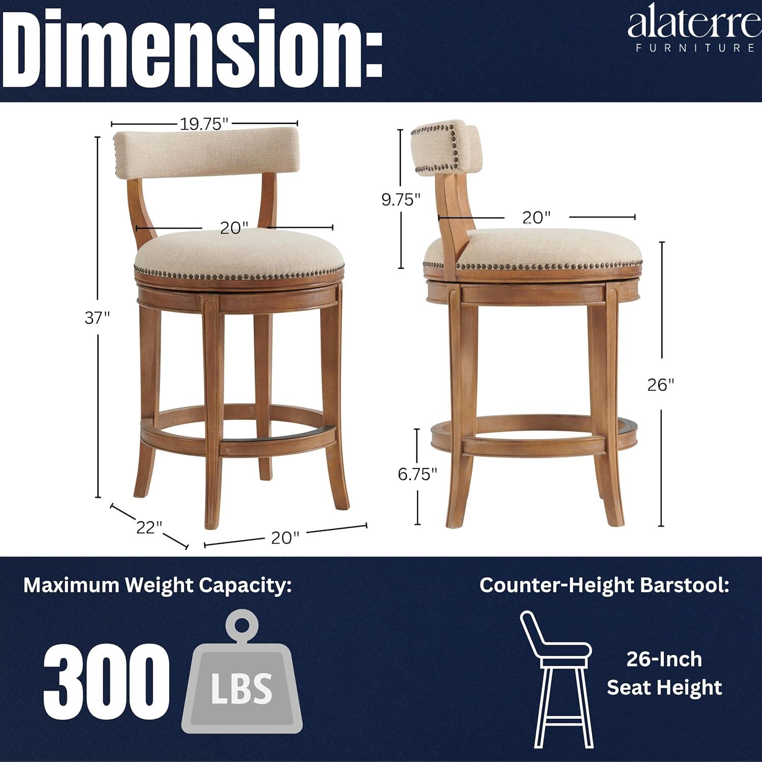 Hanover Solid Rubber Wood Swivel Counter And Bar Stool