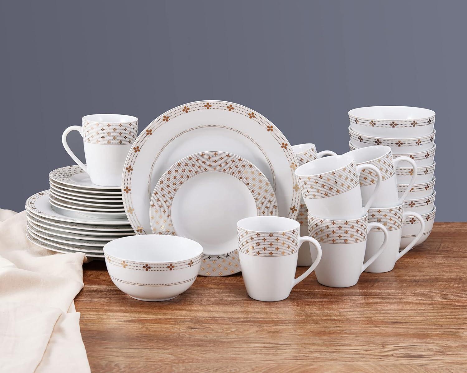 Mikasa Modern Petals 32-Piece Porcelain Dinnerware Set, Service for 8
