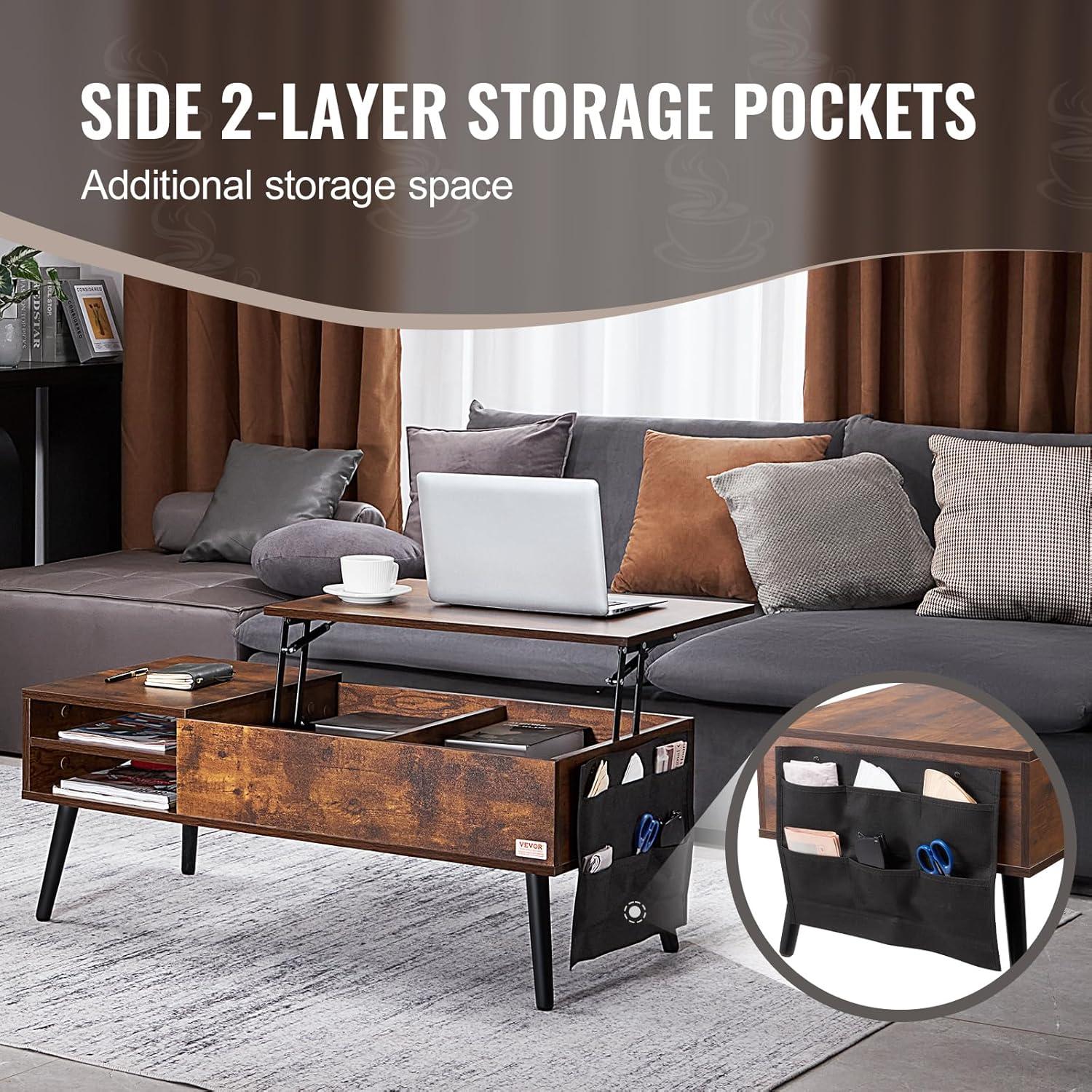 George Oliver George Oliver Lift Top Coffee Table 39.4 in Rectangle Coffee Table for Living Room Brown