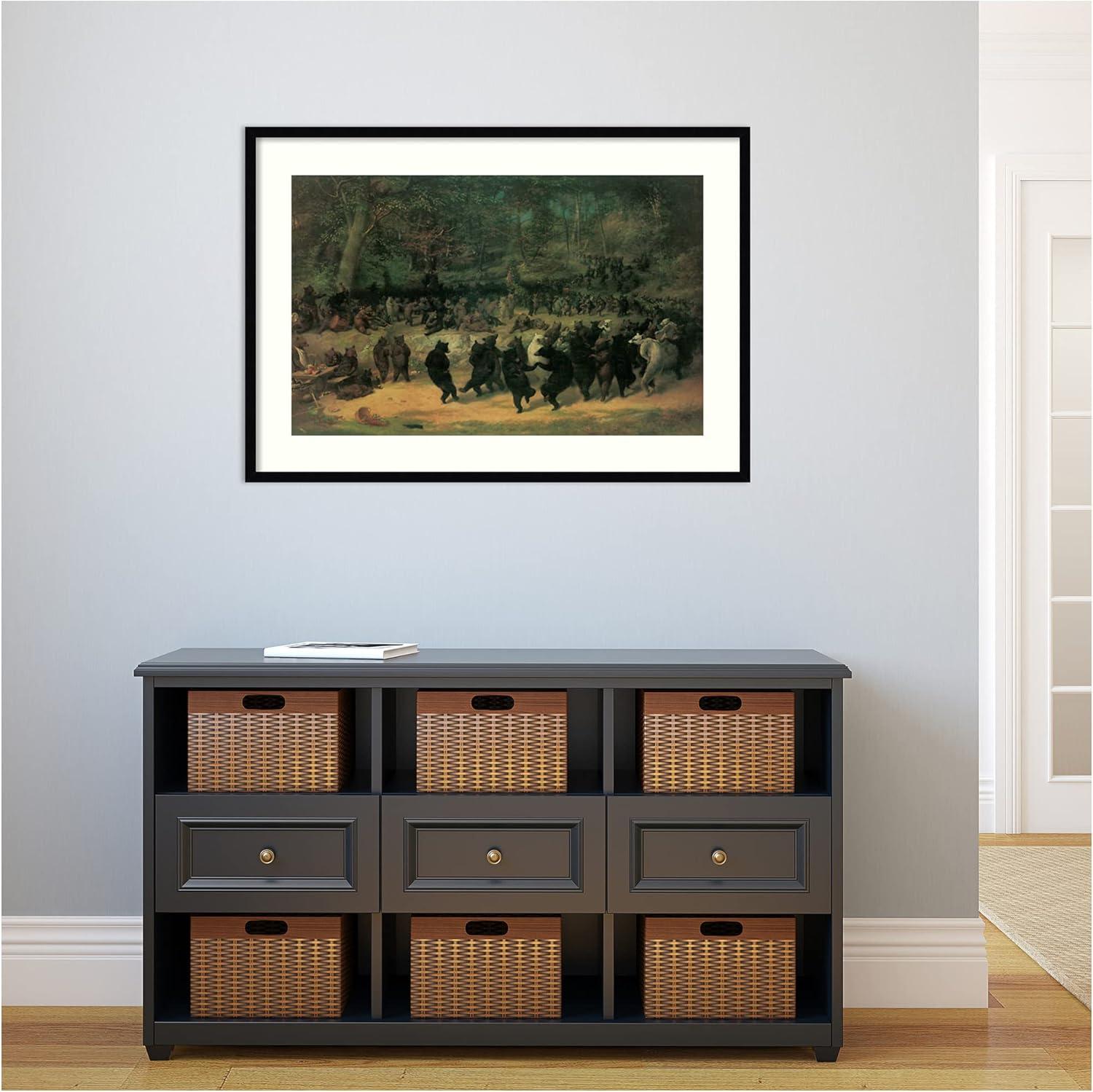 The Bear Dance Traditional Black Wood Framed Print