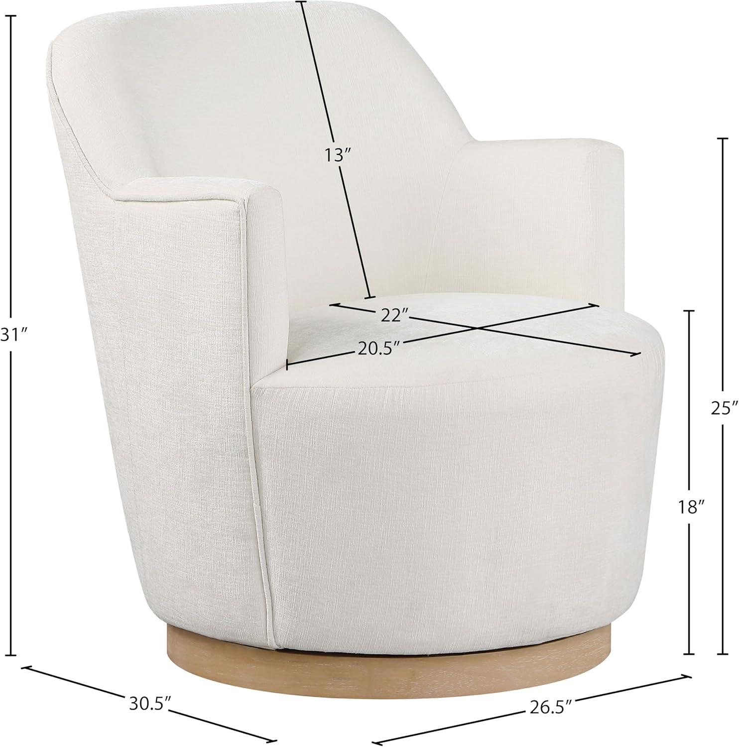 Meridian Furniture Clarita Cream Chenille Fabric Swivel Accent Chair