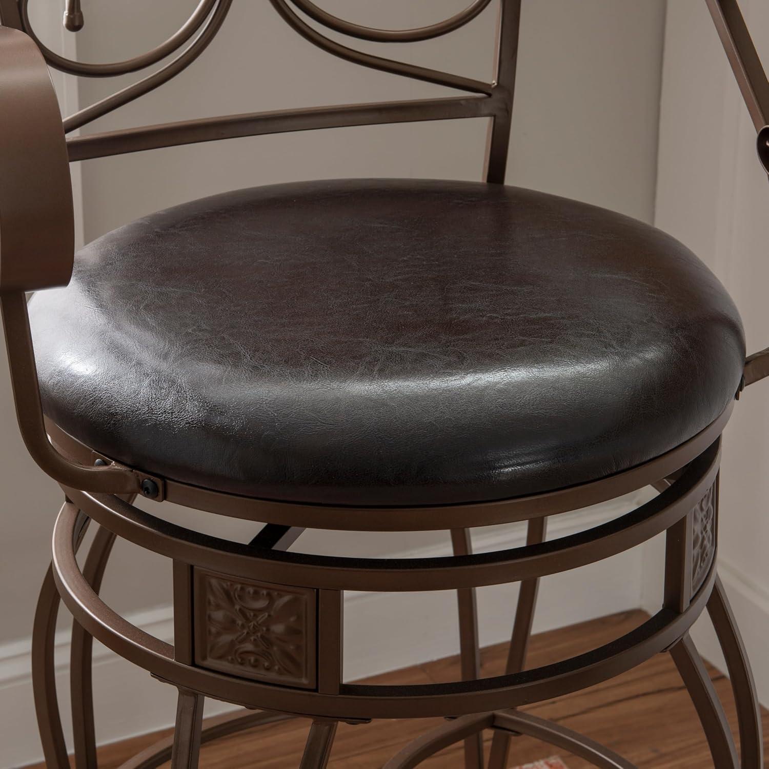 Linon Home Decor Onyx Big & Tall 360 Swivel Metal and Wood Barstool Bronze