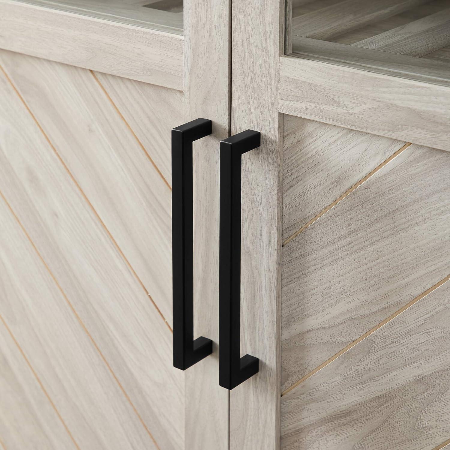 Birch Chevron 68" Storage Cabinet with Glass Doors