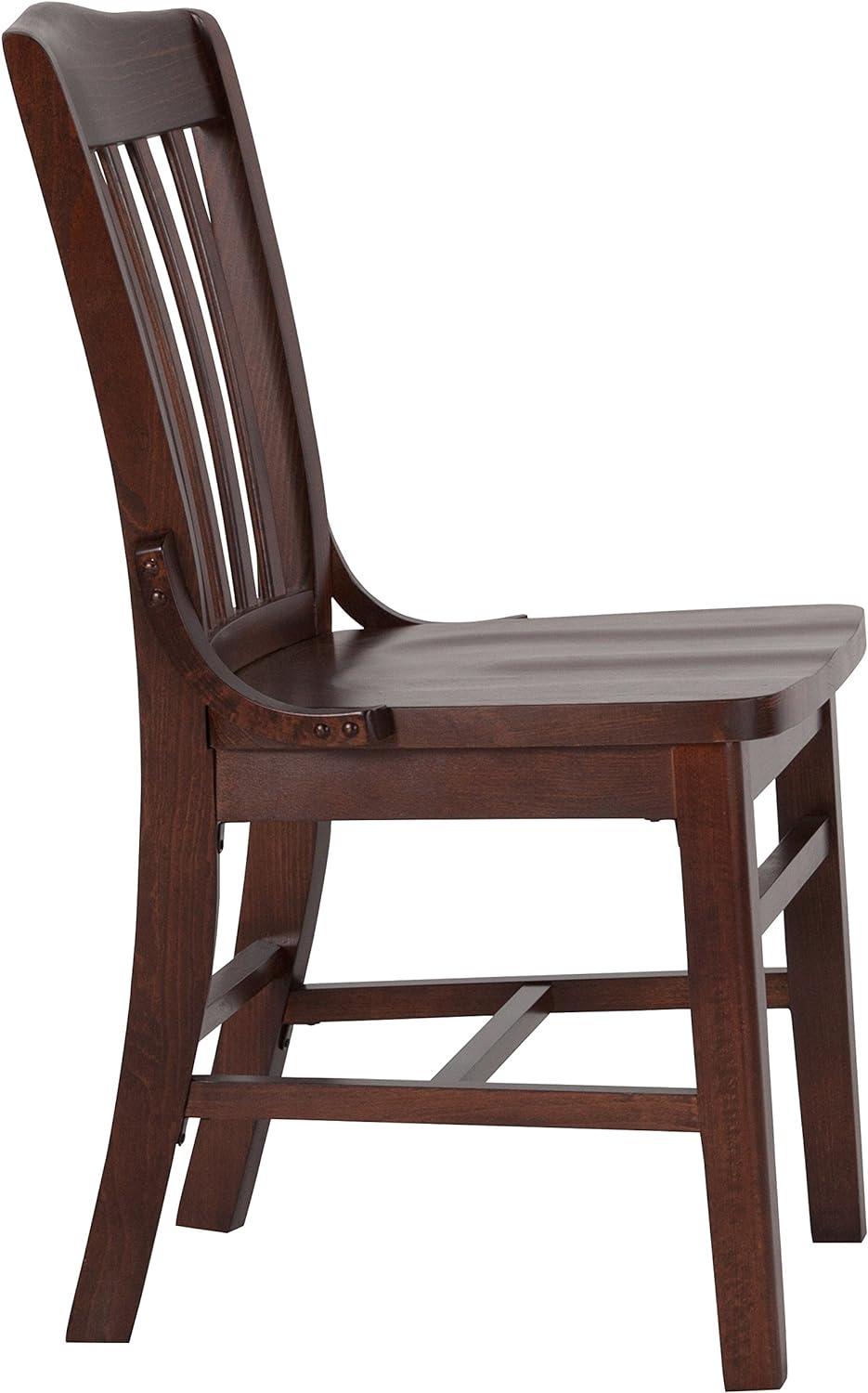 Traditional Walnut Wood Slat Back Dining Chair