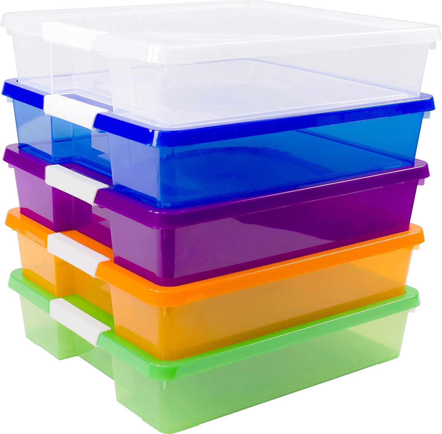 Storex Stack & Store Box Craft Organizer, Assorted Colors, 5-Pack