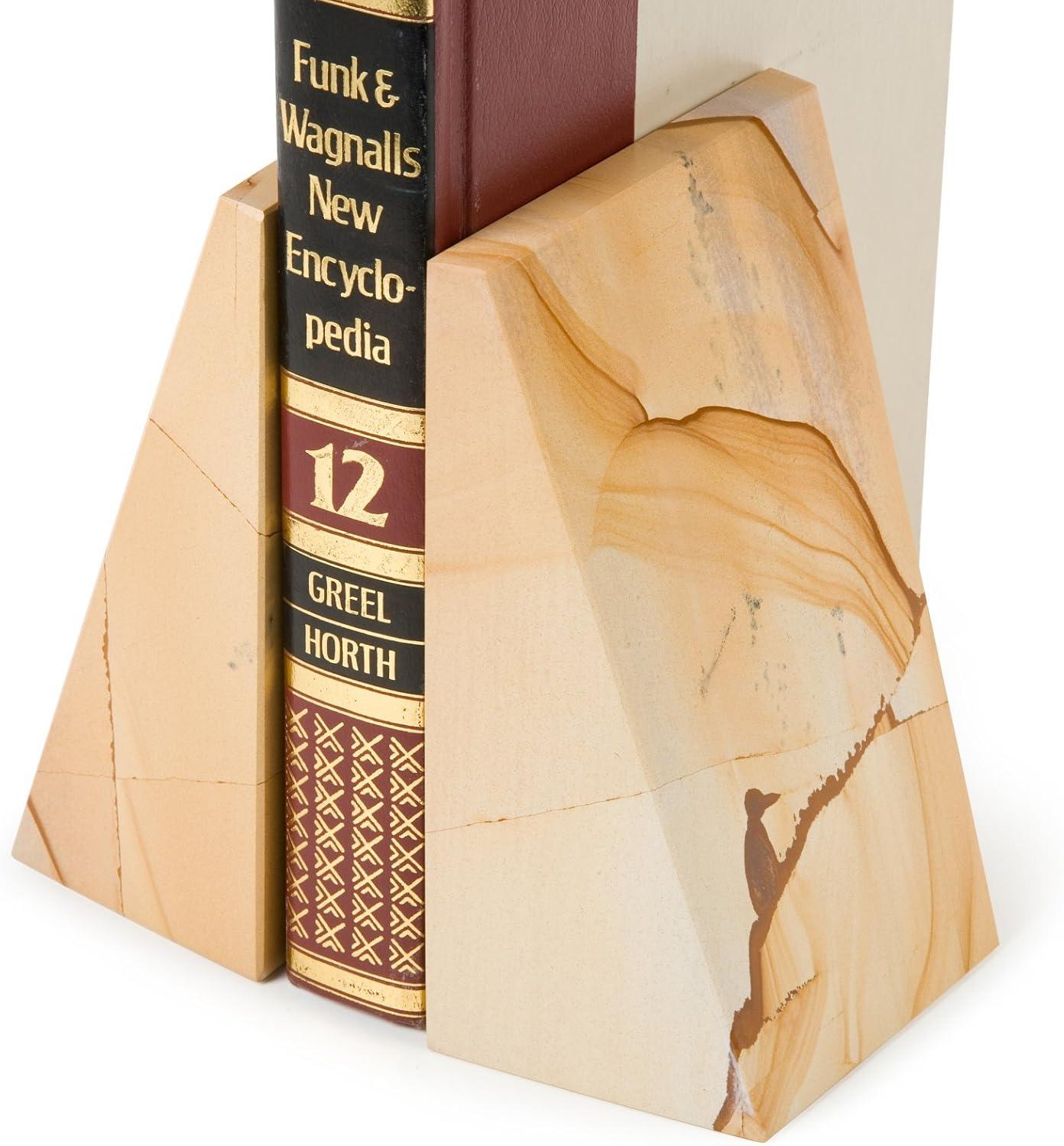 Bey-Berk Marble Marble Book Ends 6""H Beige (R10S)