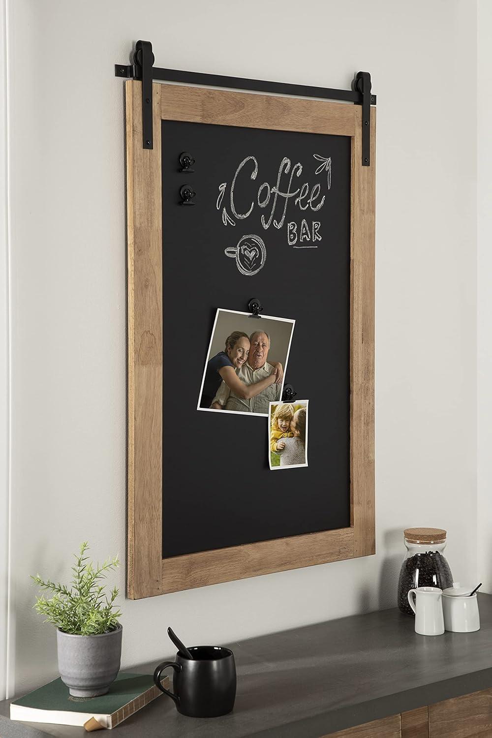 Rustic Brown and Black Magnetic Wood Framed Chalkboard