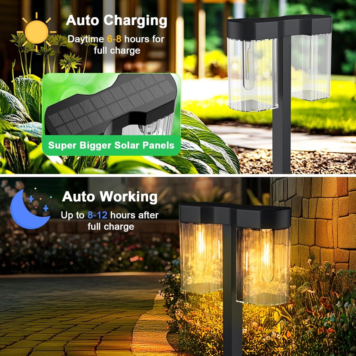 ELECLINK Solar Pathway Lights Outdoor, 2 Pack Upgraded Solar Lights Outdoor Waterproof, Bright Up to 15 Hrs Auto On/Off Garden Light for Yard Patio Lawn Path Walkway Driveway Outside Decor KEF16