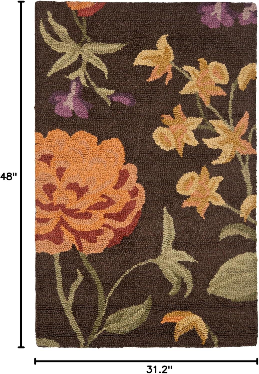 SAFAVIEH Blossom Tracy Floral Flowers Wool Area Rug, Brown/Multi, 2'6" x 4'