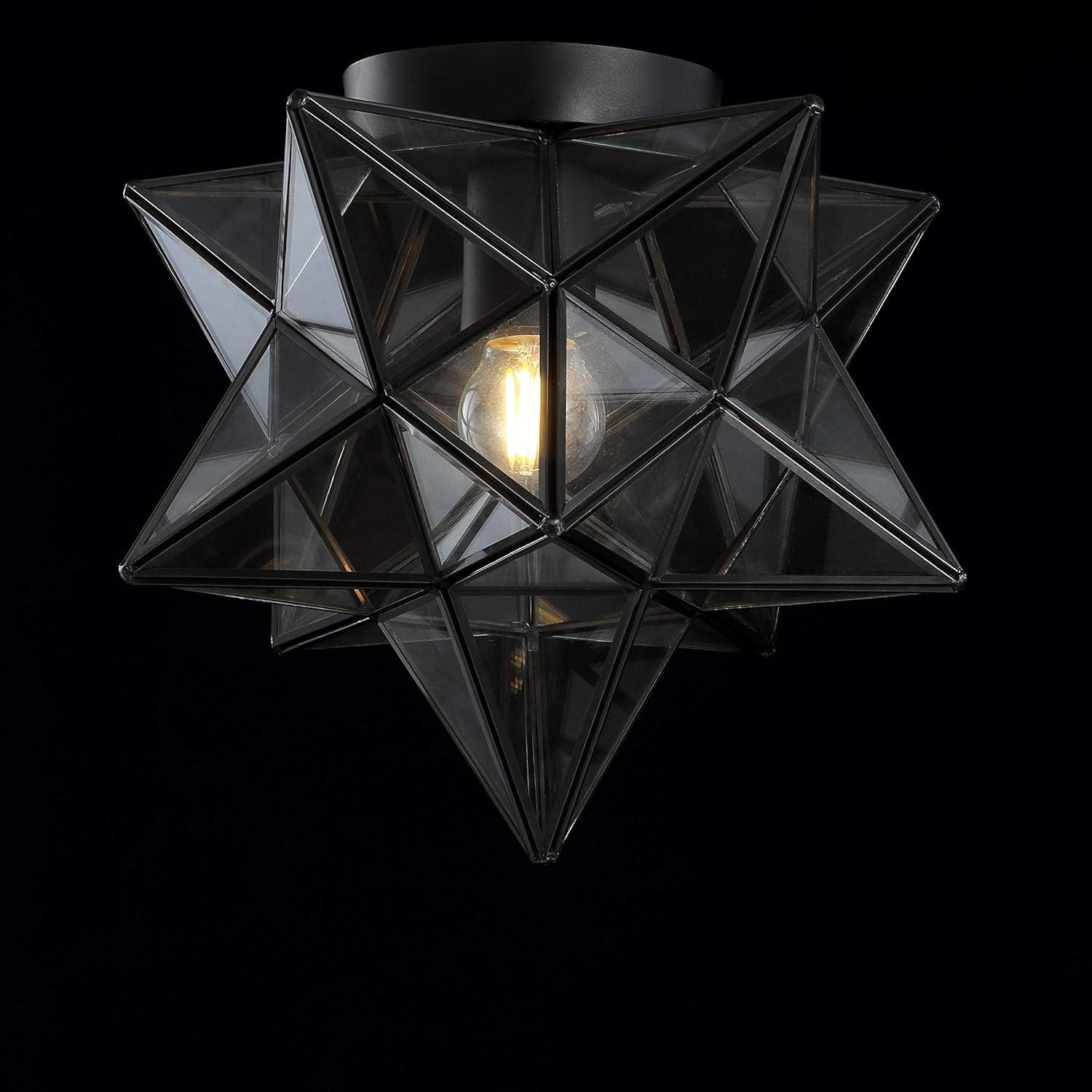 Stella 12" Moravian Star Metal/Clear Glass LED Flush Mount, Oil Rubbed Bronze