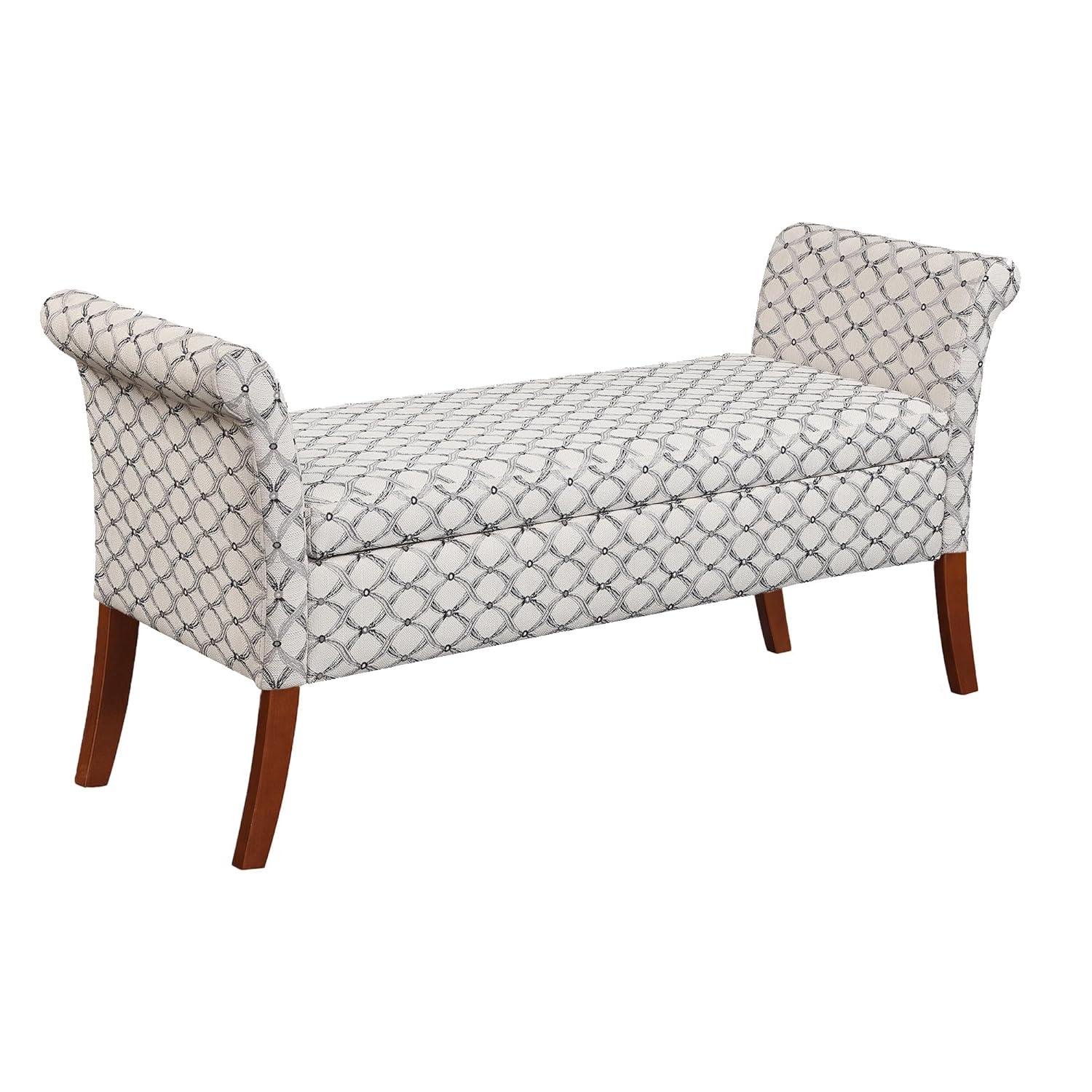 Designs4Comfort Garbo Storage Bench Ottoman  Ribbon Pattern Fabric