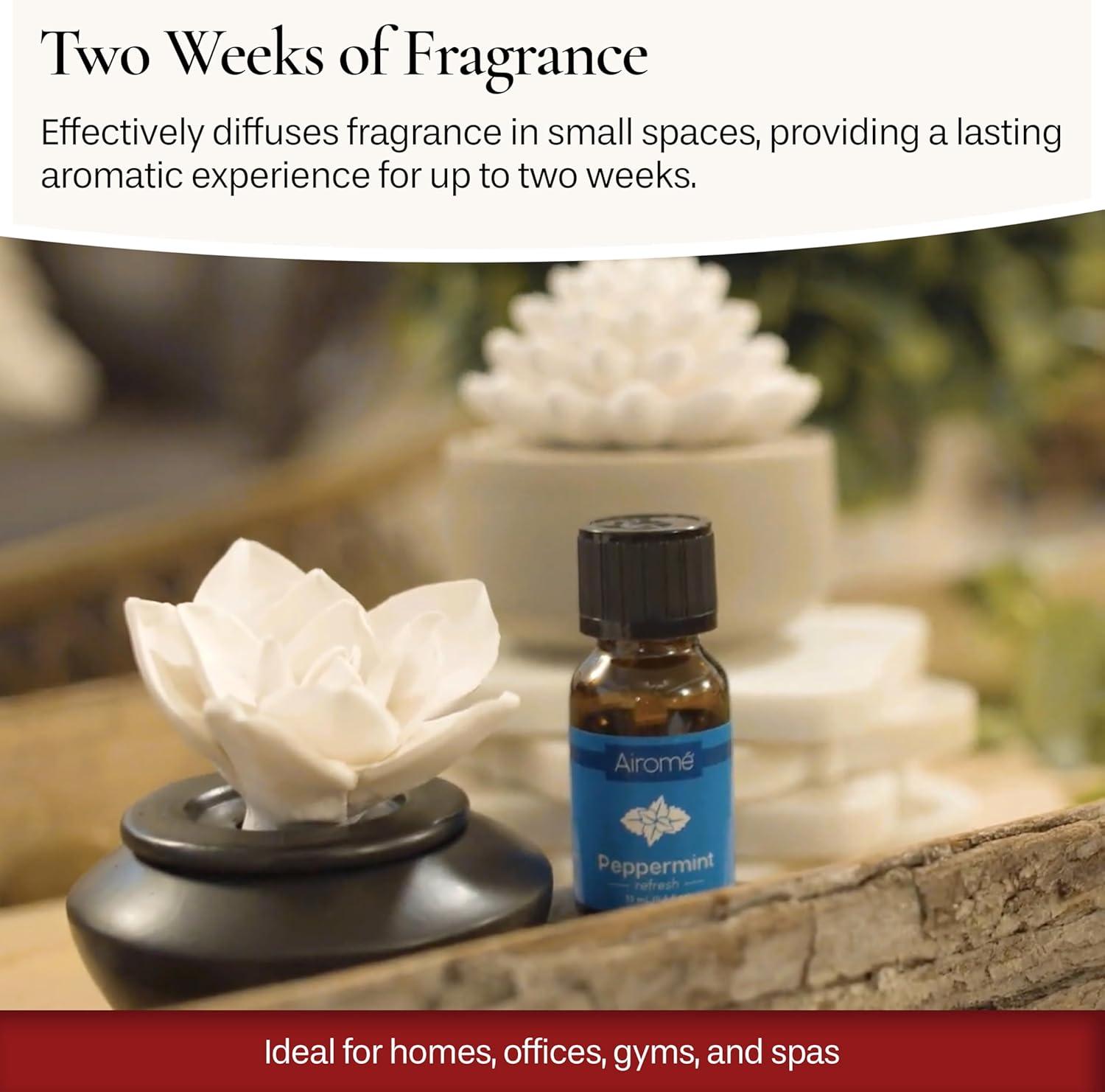 Passive Porcelain White Rose Electric-Free Diffuser with Peppermint Oil