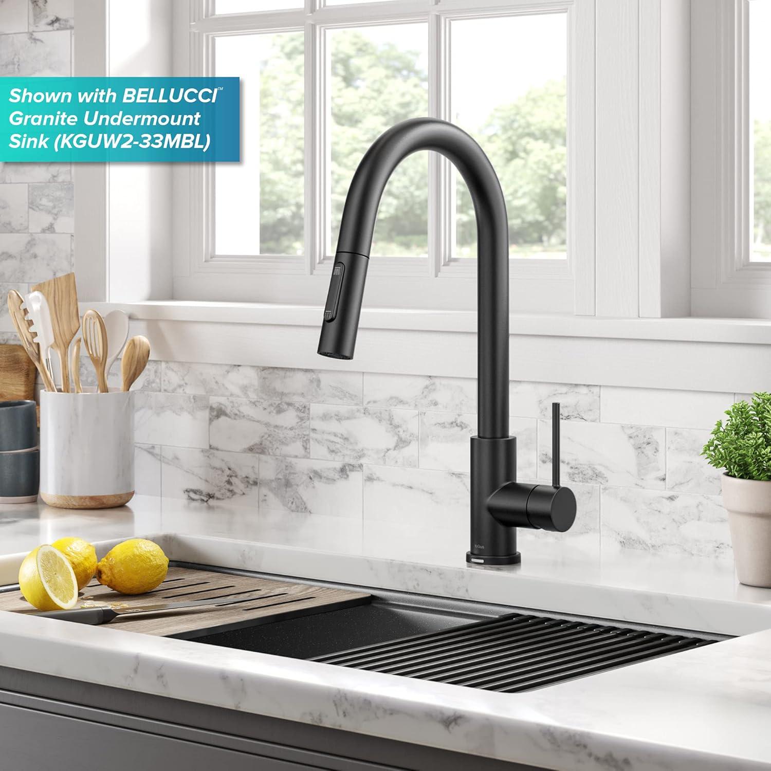 Matte Black Touch-Control Kitchen Faucet with Pull-Down Sprayer