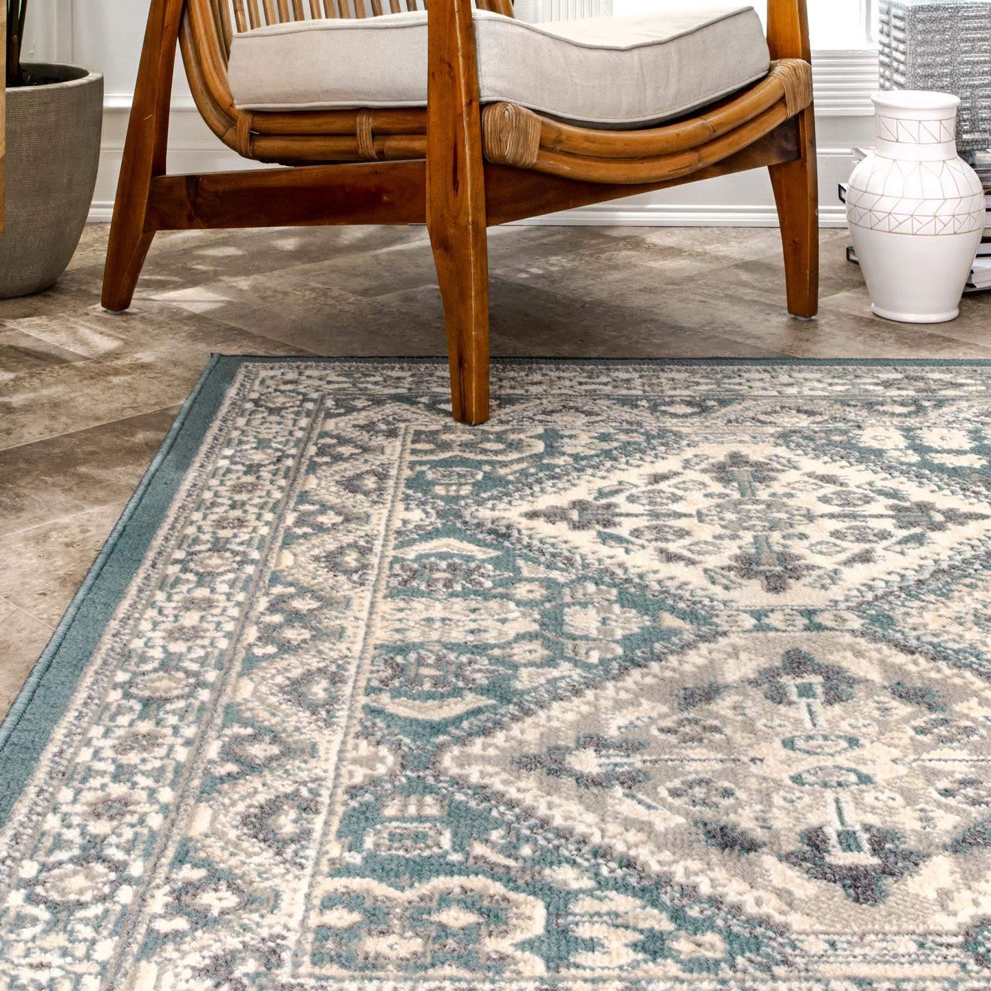 Nuloom 2x8 Becca  Tiled Indoor Area Rug, Blue, Faded Transitional Design, Stain Resistant, BedroomLiving Room, Kitchen,
