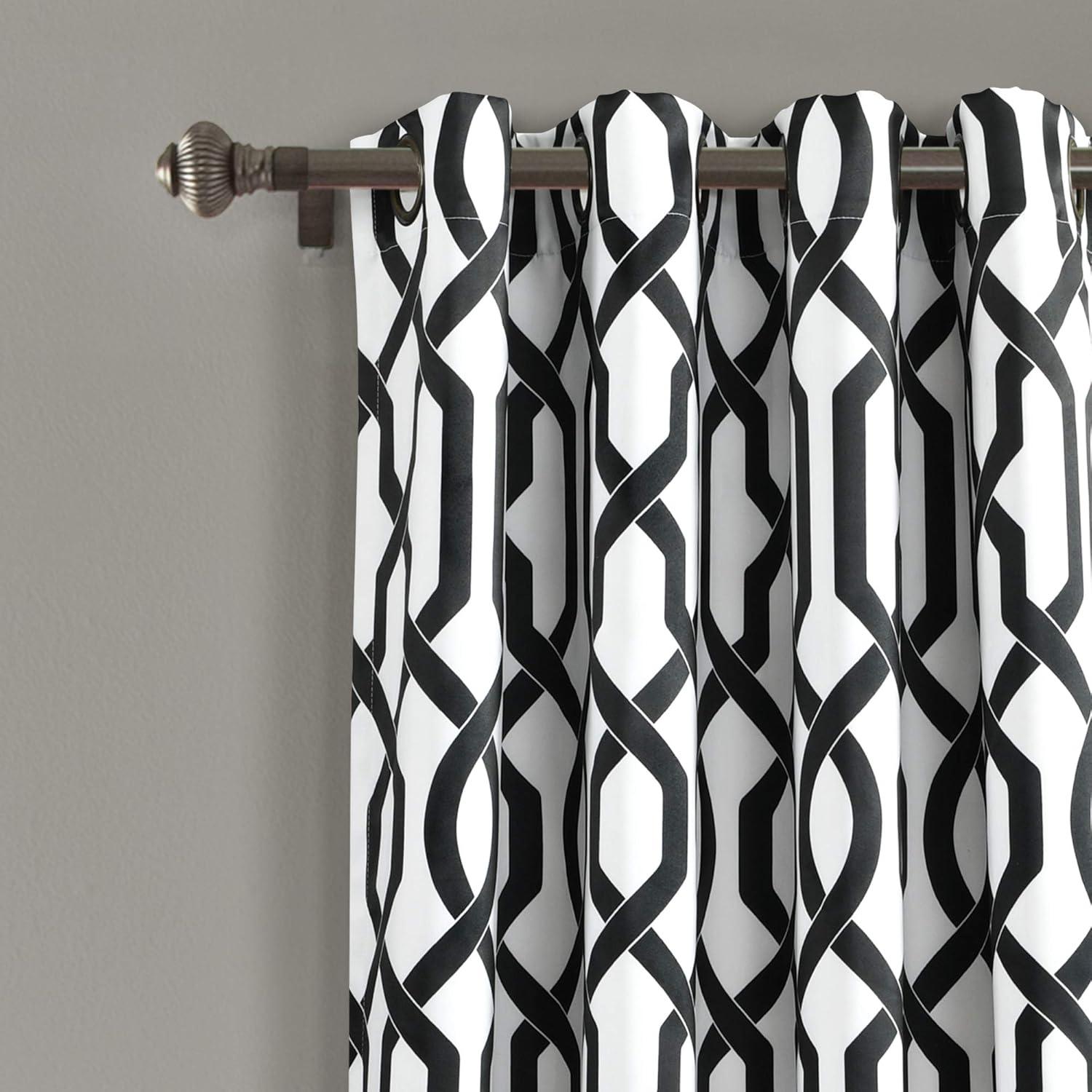 Lush Decor Edward Trellis Room Darkening 95" x 52" Trellis White Metal Grommets Pair Window Panel