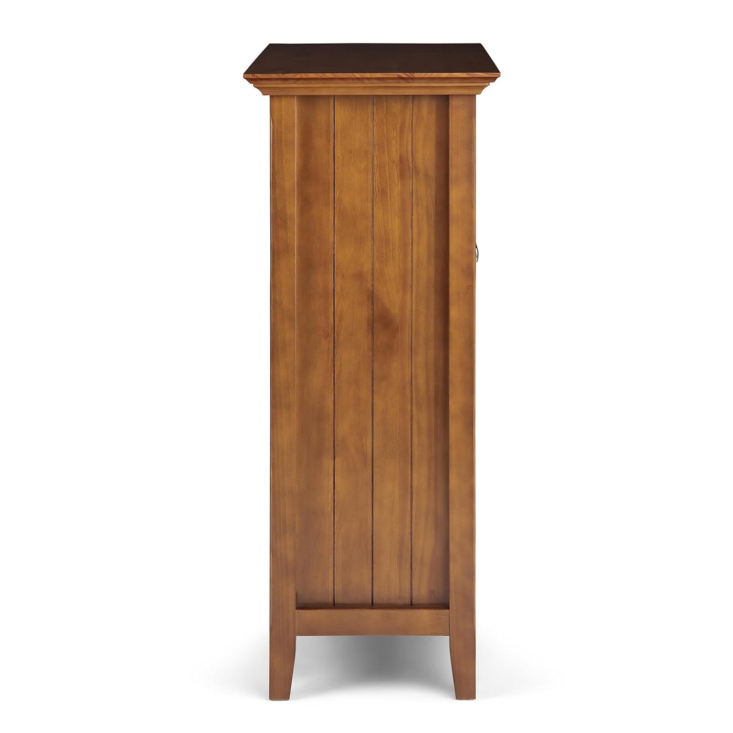 Simpli Home Acadian Solid Wood Shelf Storage Cabinet with Glass Doors and Adjustable Shelves