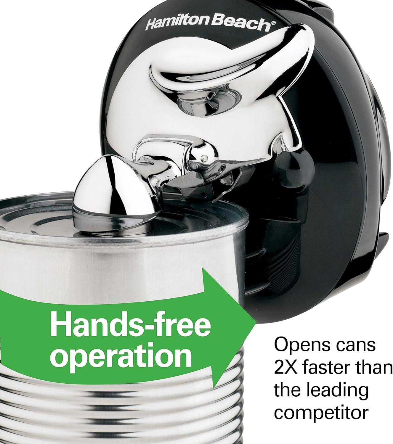 Black Cordless Electric Can Opener with Stainless Steel Blade