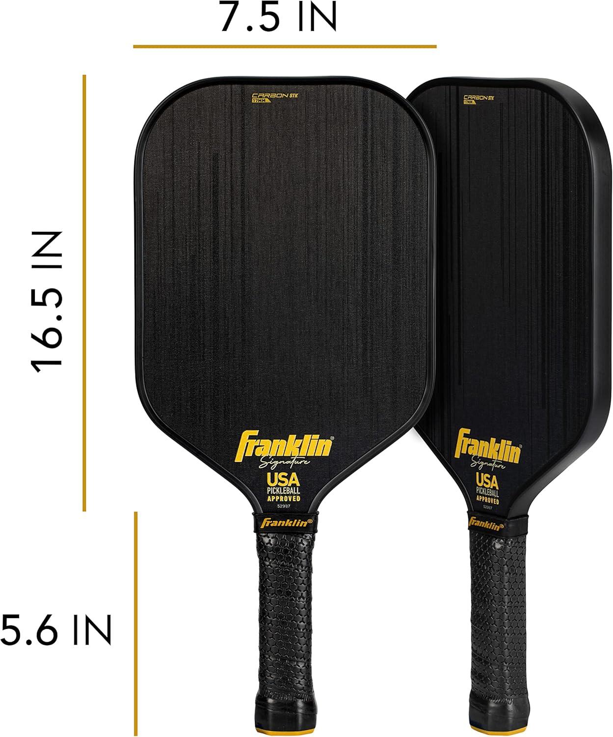 Franklin Sports Pro Pickleball Paddles - Signature Series STK Carbon Fiber Pickleball Paddle - USA Pickleball (USAPA) Approved Tournament Paddle - Polypropylene Core Pro Paddles - 14.5mm 16mm Cores 17mm
