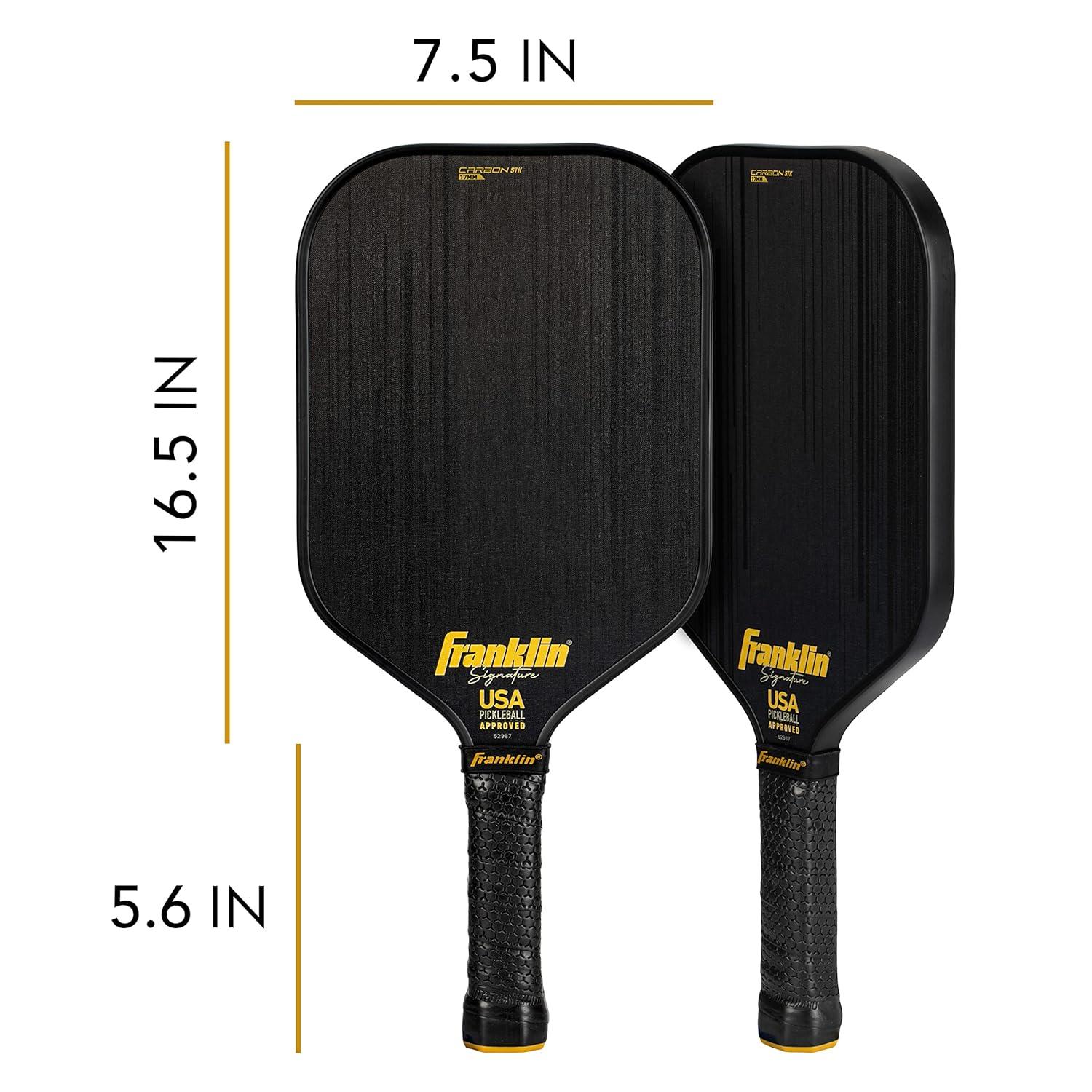 Franklin Sports Pro Pickleball Paddles - Signature Series STK Carbon Fiber Pickleball Paddle - USA Pickleball (USAPA) Approved Tournament Paddle - Polypropylene Core Pro Paddles - 14.5mm 16mm Cores 17mm