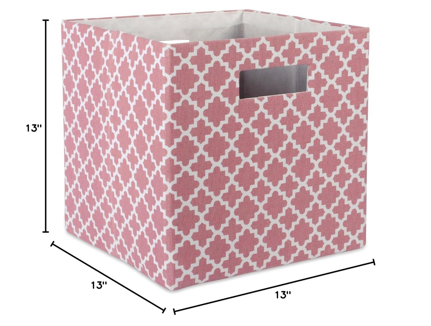 Design Imports CAMZ37898 13 x 13 x 13 in. Lattice Square Polyester Storage Cube, Rose