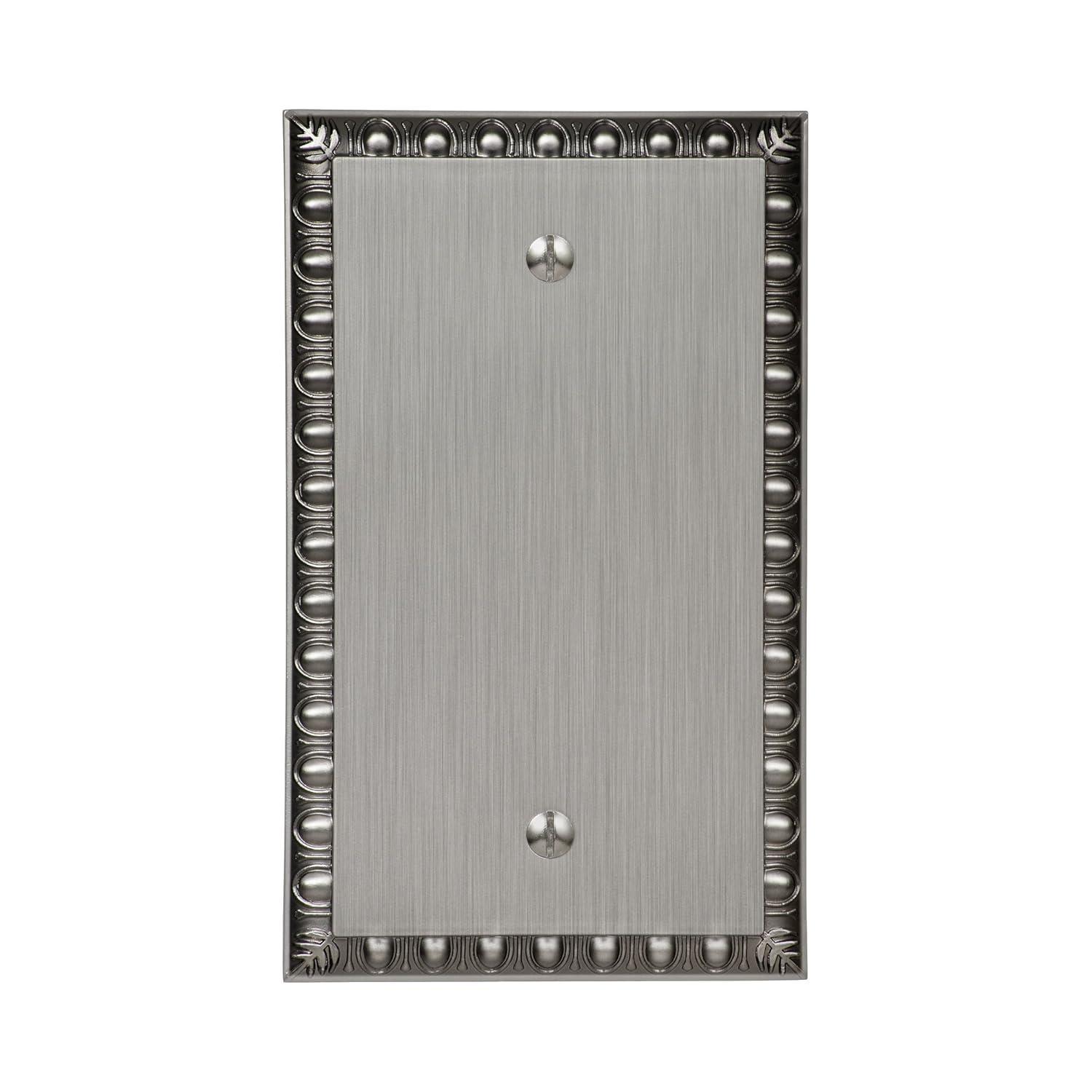 Amerelle Egg & Dart Single Blank Cast Metal Wallplate in Antique Nickel