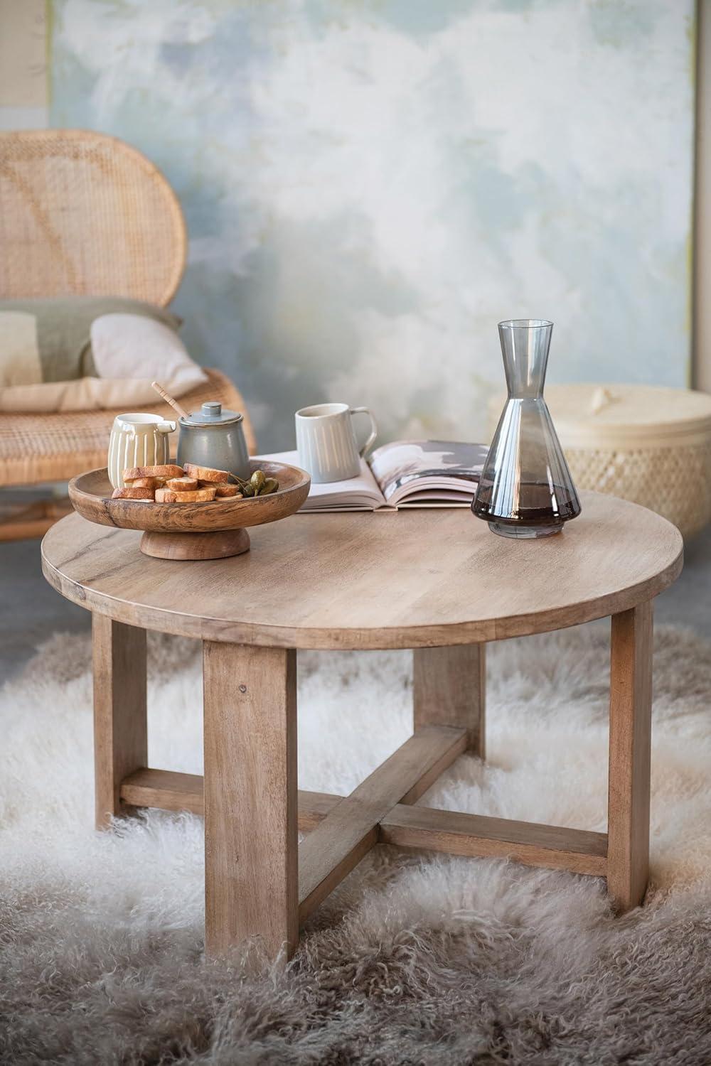 12" Natural Mango Wood Pedestal Cake Stand