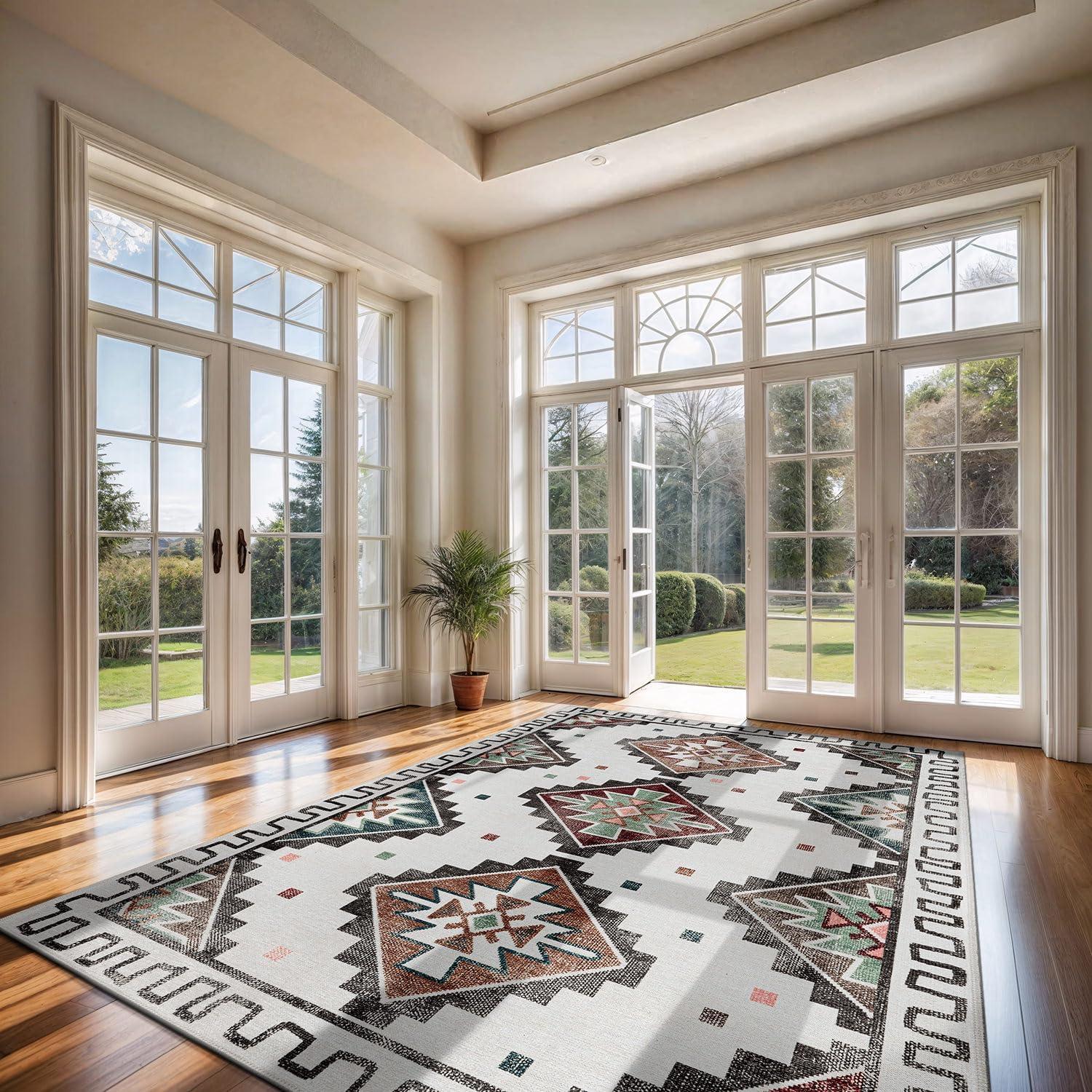 CAMILSON Oriental Retro Persian Traditional Vintage Distressed Non-Shedding Indoor Area Rug(4006-Beige 8x10)