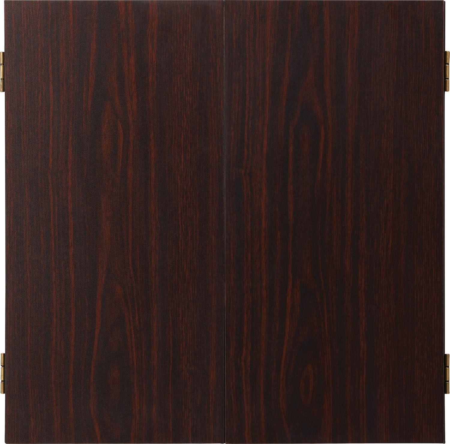 Elite Walnut Finish Bristle Dartboard Cabinet Set with LED Light