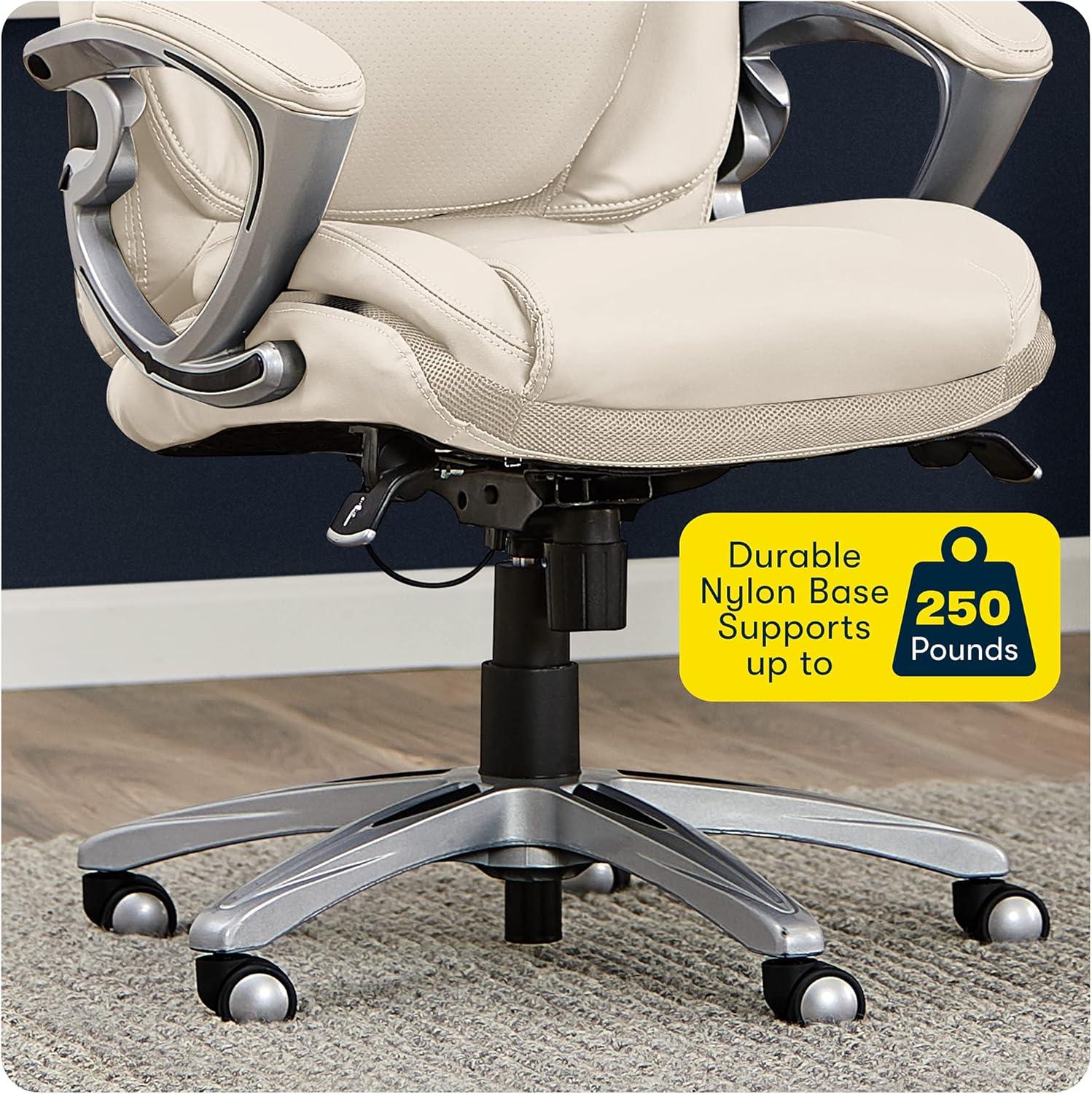 Works Executive Office Chair with Air Technology Comfortable Cream - Serta: Ergonomic Lumbar Support, Fixed Arms, Wood Frame