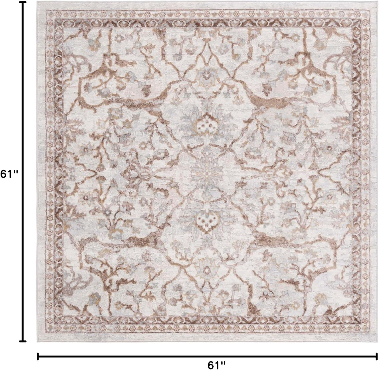 Palma PAM336 Power Loomed Indoor Area Rug - 5'3"x5'3" - Beige/Brown - Safavieh