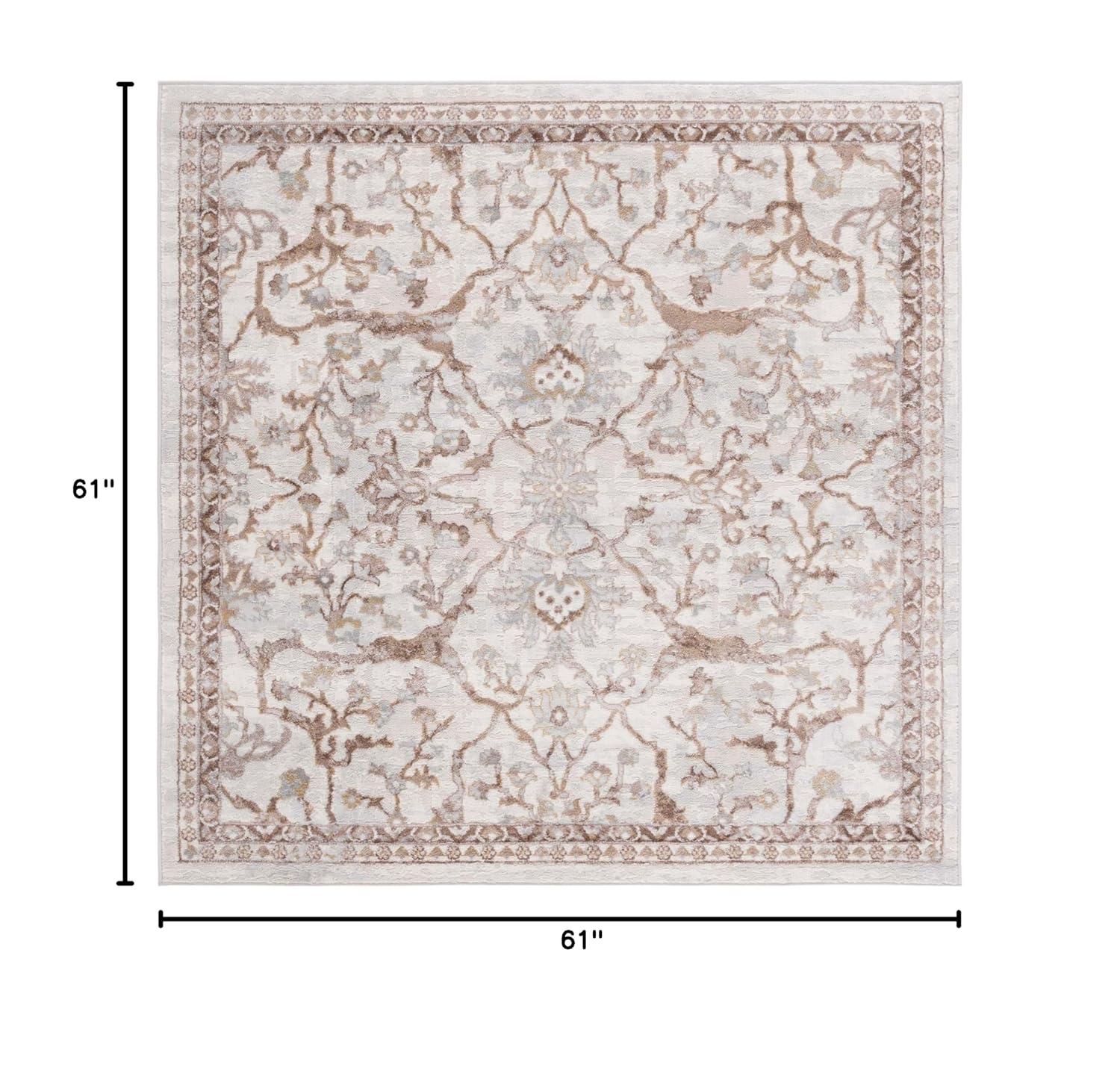 Palma PAM336 Power Loomed Indoor Area Rug - 5'3"x5'3" - Beige/Brown - Safavieh