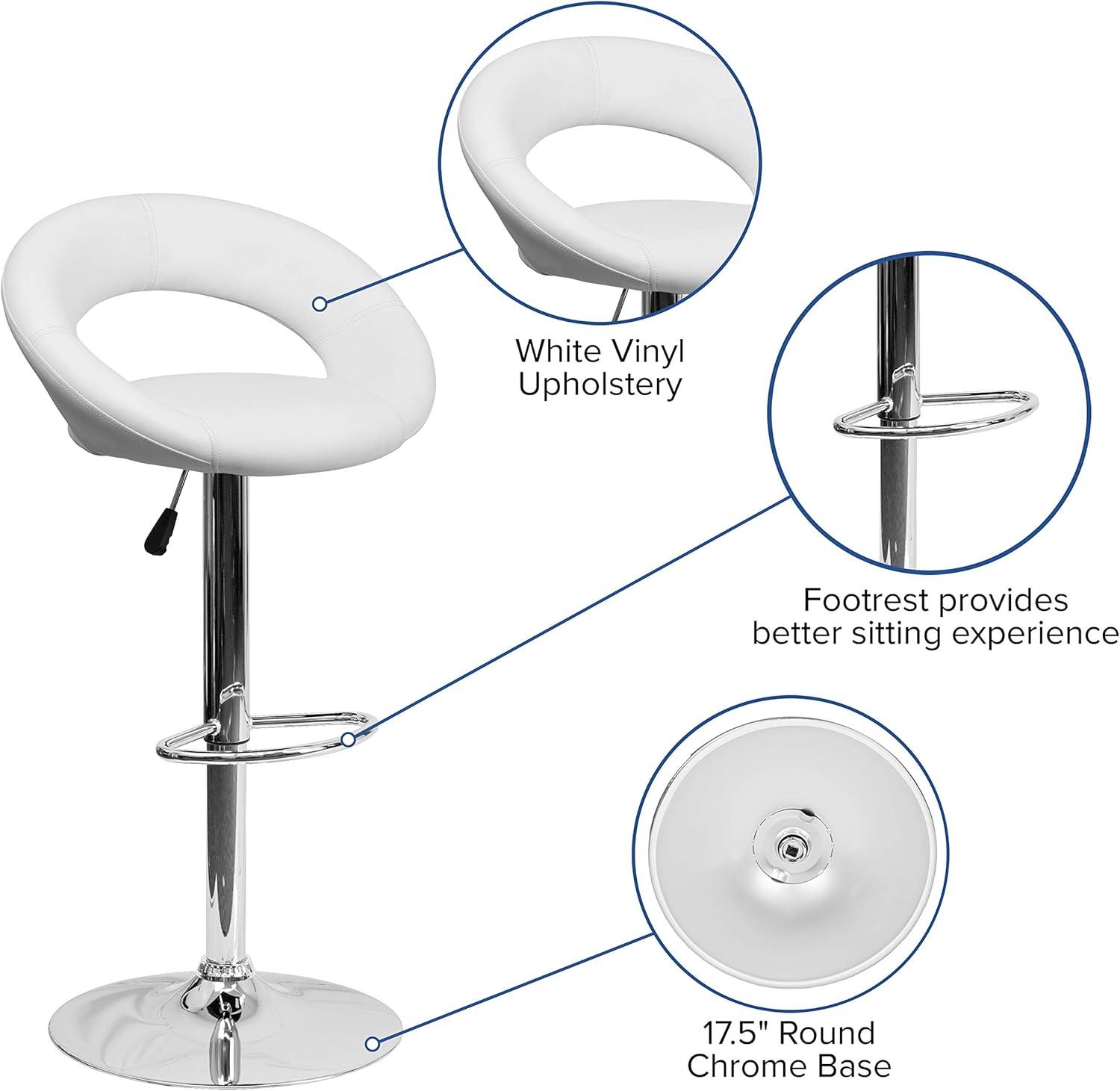 Flash Furniture Contemporary Vinyl Rounded Orbit-Style Back Adjustable Height Barstool with Chrome Base