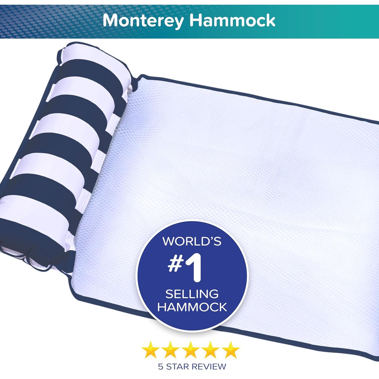 Aqua-Leisure 4 in 1 Inflatable Monterey Hammock Pool Float Chair, Navy Striped