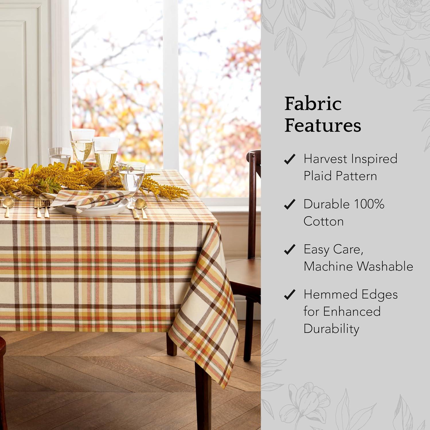 Elrene Russet Harvest Woven Plaid Tablecloth - Elrene Home Fashions