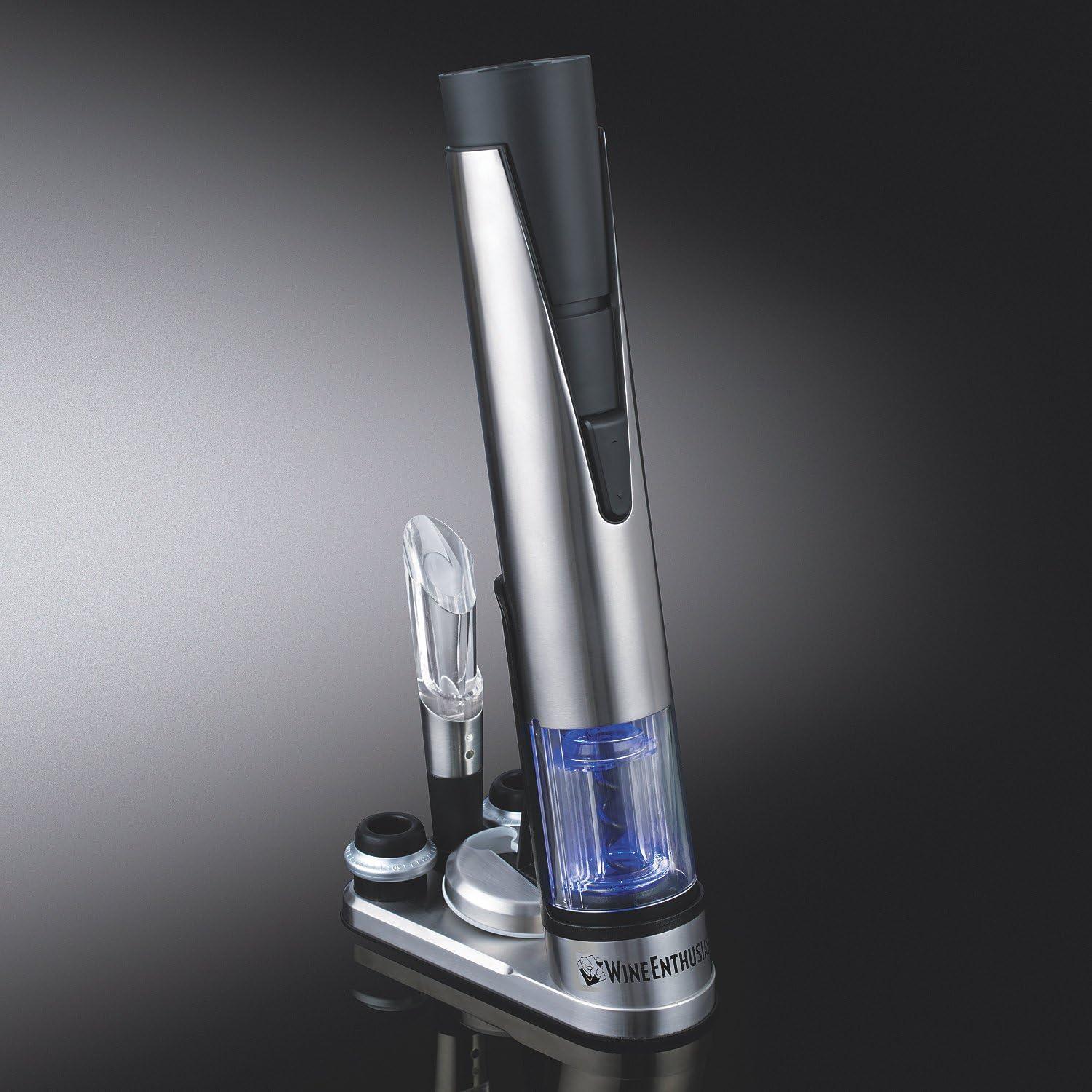 Stainless Steel Cordless Wine Bottle Opener and Preserver Set