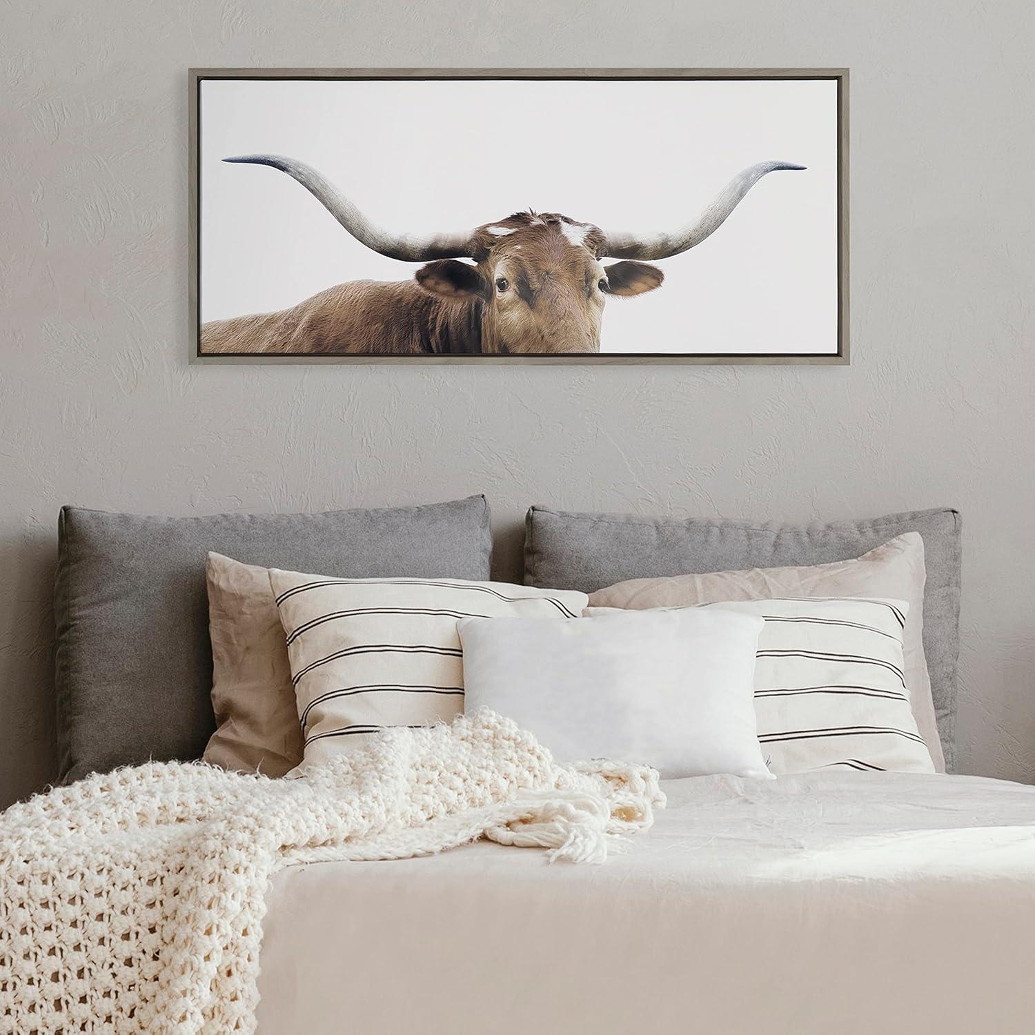 18" x 40" Sylvie Texas Longhorn Frame Canvas by The Creative Bunch Studio - Kate & Laurel All Things Decor