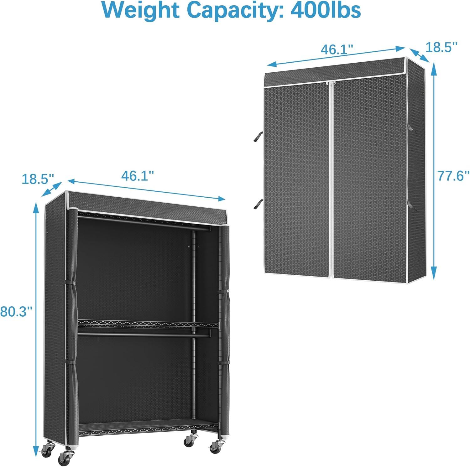 VIPEK V12C Heavy Duty Rolling Garment Rack with Cover Clothing Rack, Black Rack with Cover