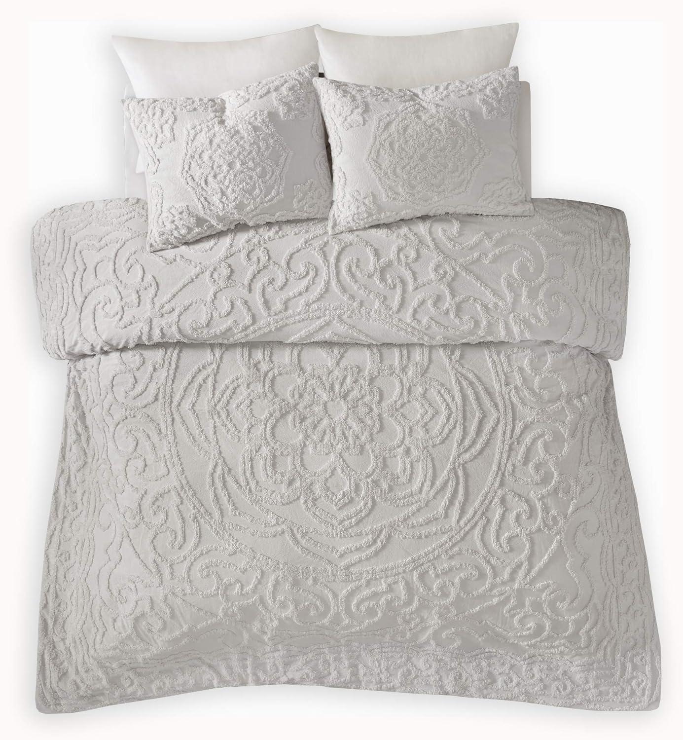 Laetitia Tufted Chenille Cotton 3 Piece Medallion Duvet Cover Set