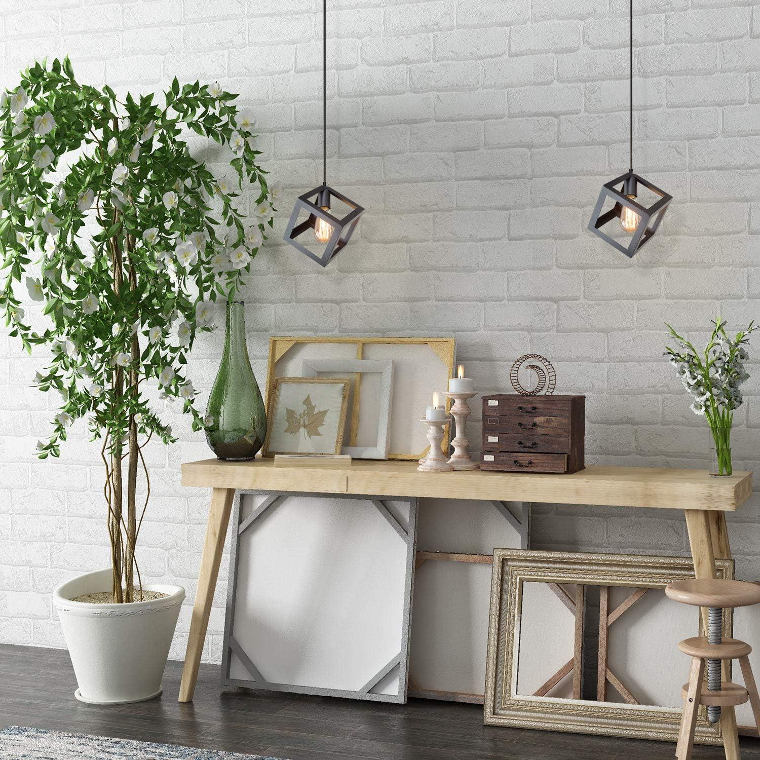 1-Light Matte Black Modern/Contemporary Geometric LED Mini Kitchen Island Light, Kitchen Island Chandeliers Light for Dining Room, Kitchen Island, Bedroom
