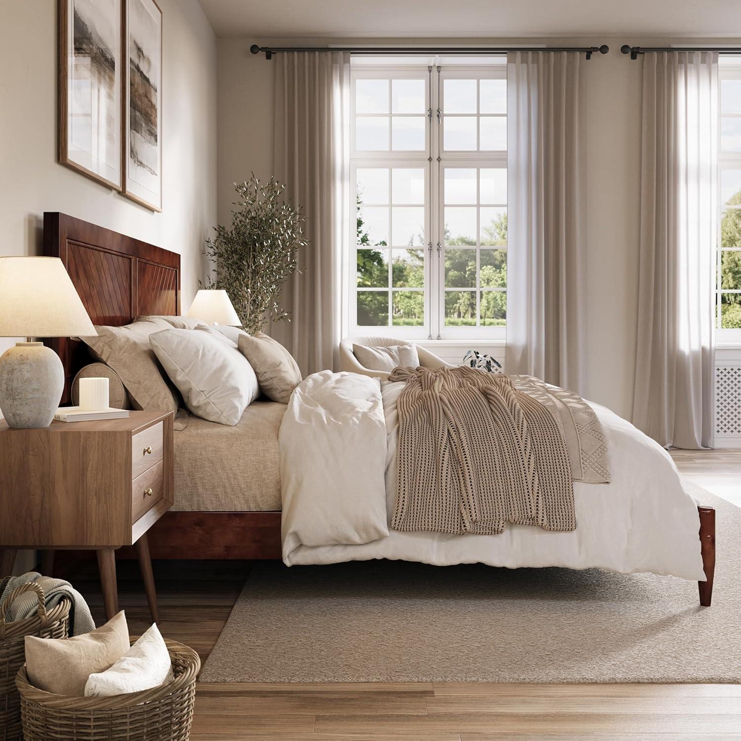 AFI Furnishings Berkshire Twin Solid Wood Low Profile Platform Bed in Walnut