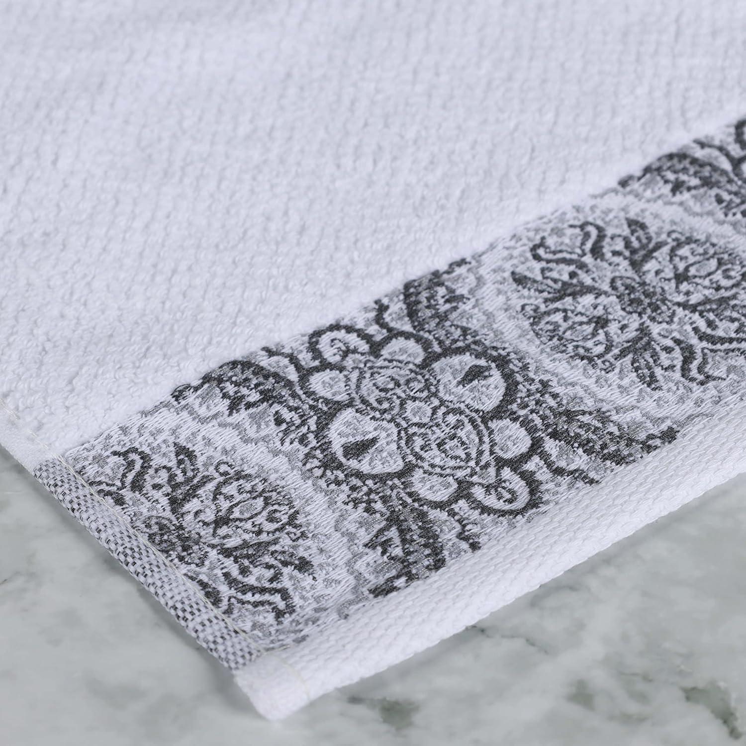 White and Grey Turkish Cotton 6-Piece Towel Set